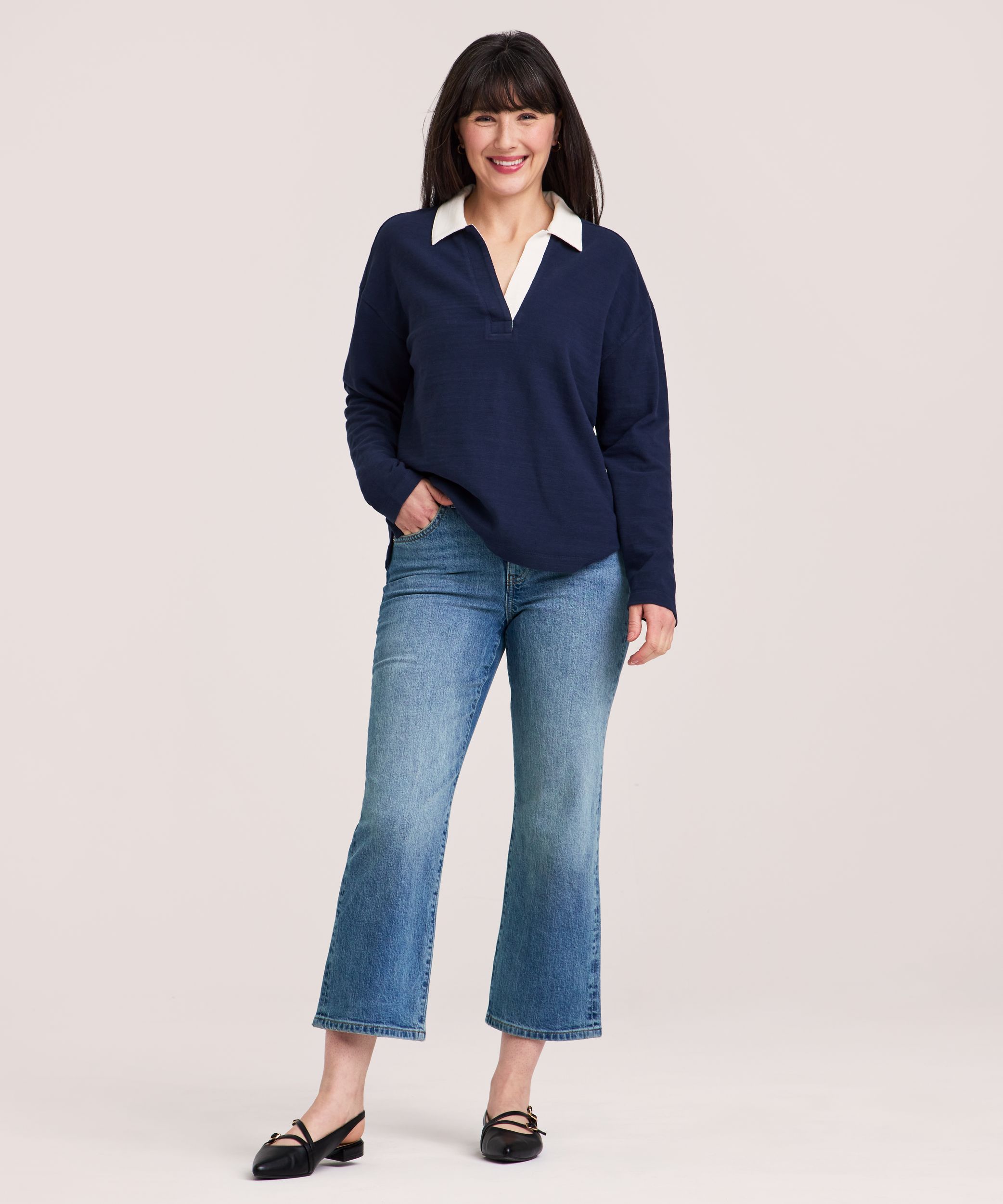 Denver Hayes Women's Long Sleeve Relaxed Rugby Shirt