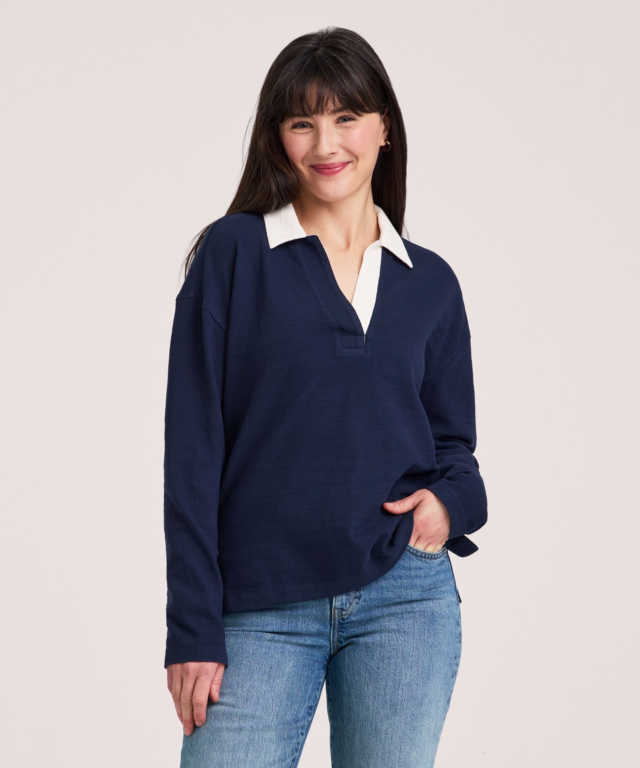 Denver Hayes Women's Long Sleeve Relaxed Rugby Shirt