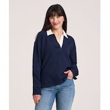 Polo de rugby décontracté à manches longues pour femmes, Denver Hayes Front_Flat