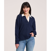 Polo de rugby décontracté à manches longues pour femmes, Denver Hayes Front_Flat