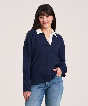 Polo de rugby décontracté à manches longues pour femmes, Denver Hayes