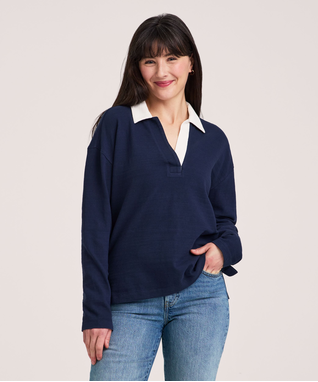 Denver Hayes Women's Long Sleeve Relaxed Rugby Shirt