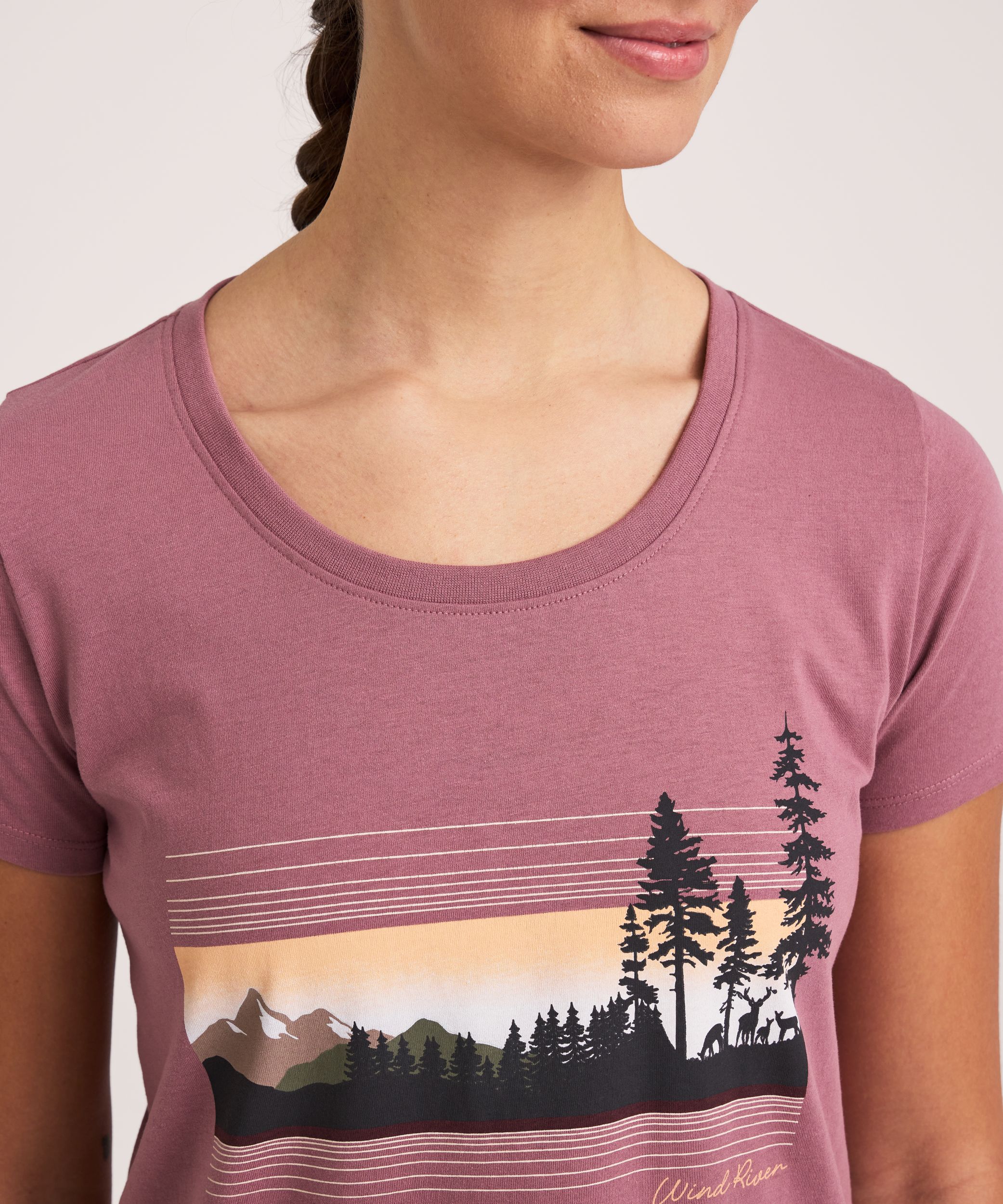 T-shirt graphique à manches courtes pour femmes, WindRiver