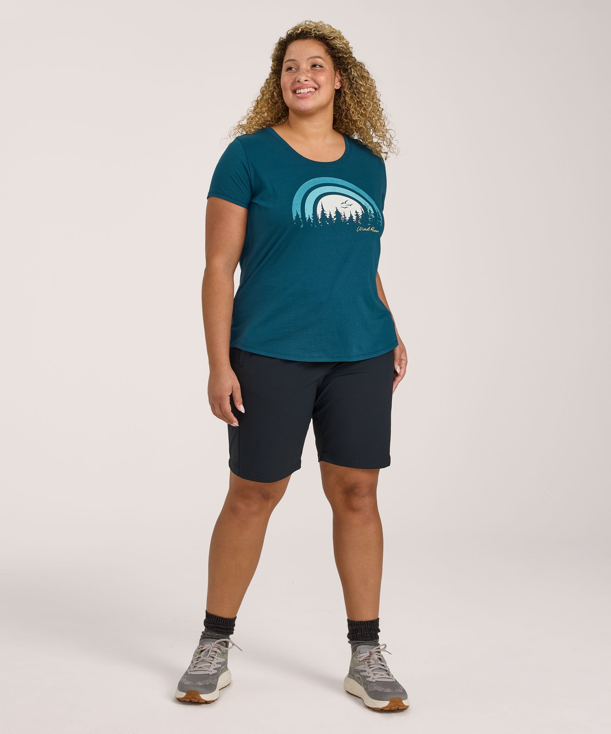 T-shirt graphique à manches courtes pour femmes, WindRiver