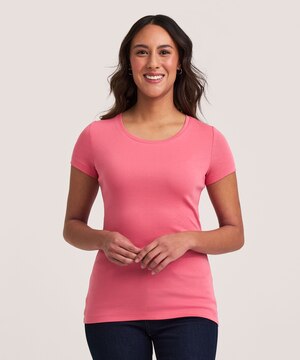 T-shirt ajusté à col ras du cou pour femmes, Denver Hayes