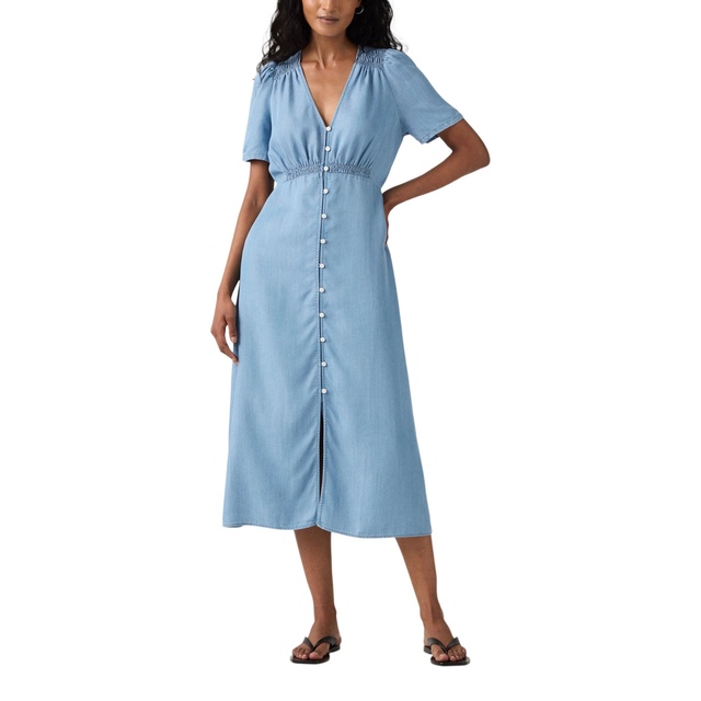 Robe mi-longue en crêpe à manches courtes, Paola, Levi's