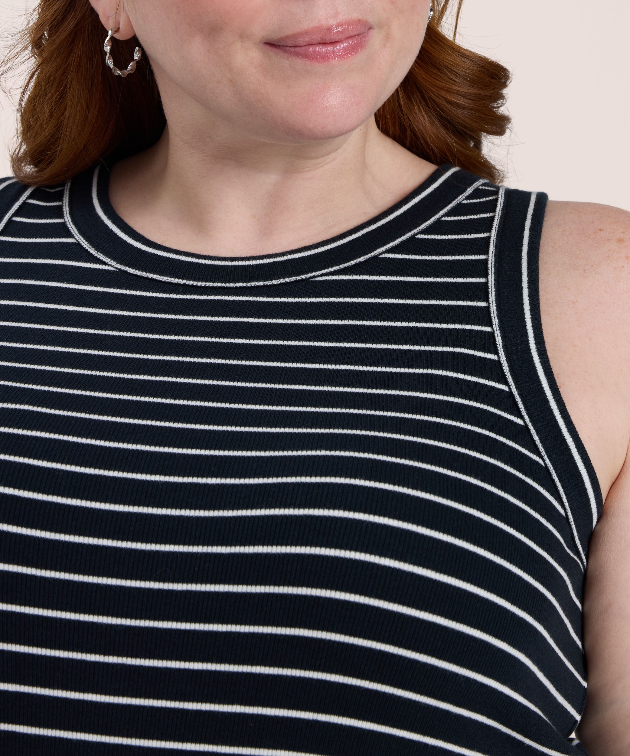 Débardeur semi-ajusté en tricot côtelé et à col montant pour femmes, Denver Hayes