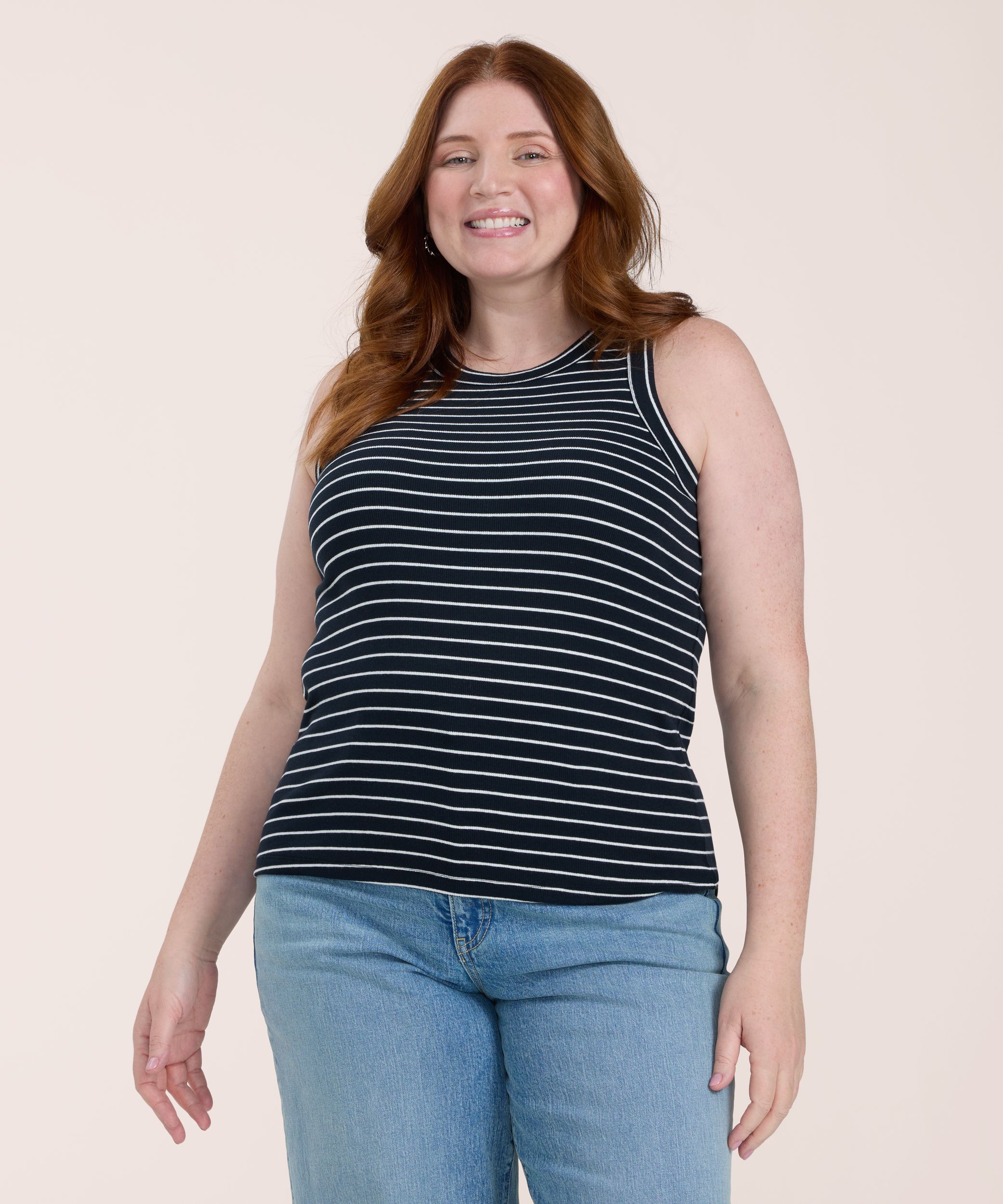 Débardeur semi-ajusté en tricot côtelé et à col montant pour femmes, Denver Hayes