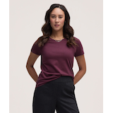 T-shirt semi-ajusté à col arrondi et manches courtes en coton Supima pour femmes, Denver Hayes Front_Flat
