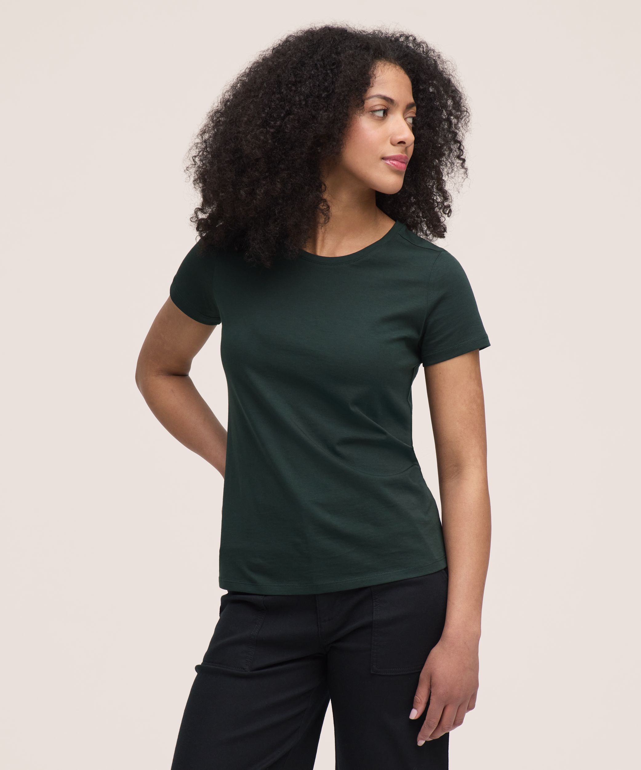 Denver Hayes Women's Short Sleeve Semi Fitted Round Neck Supima Cotton T-Shirt