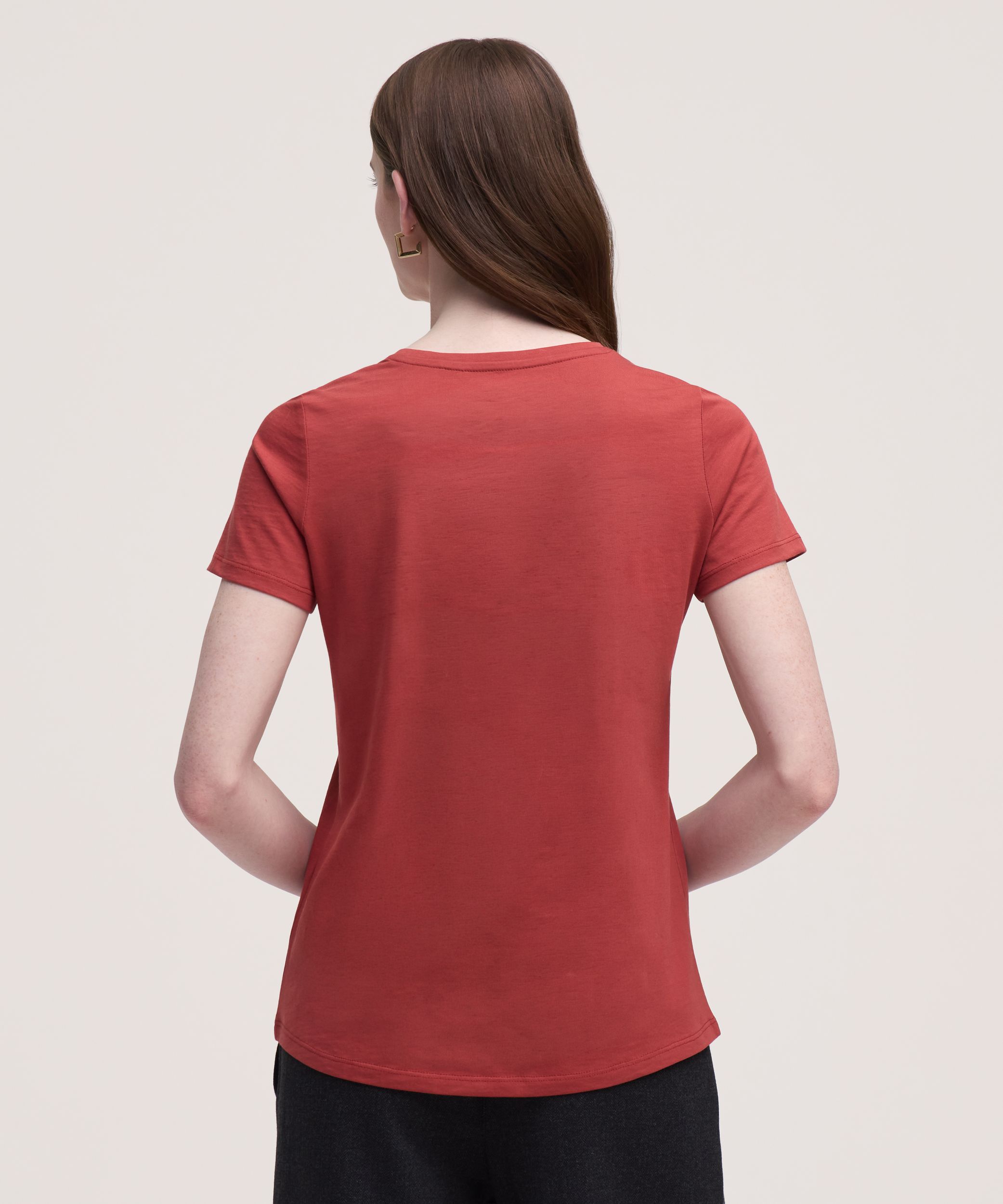 Denver Hayes Women's Short Sleeve Semi-Fitted Round Neck Supima Cotton T-Shirt