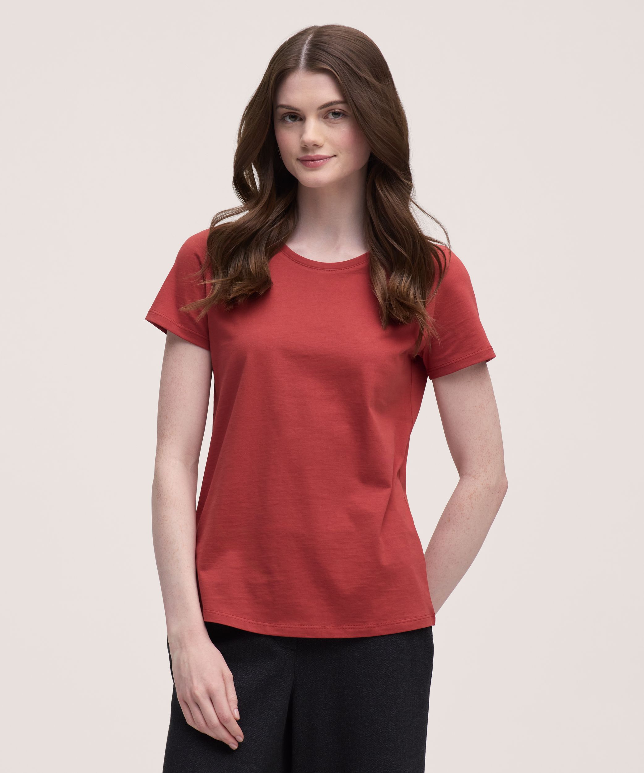 Denver Hayes Women's Short Sleeve Semi-Fitted Round Neck Supima Cotton T-Shirt