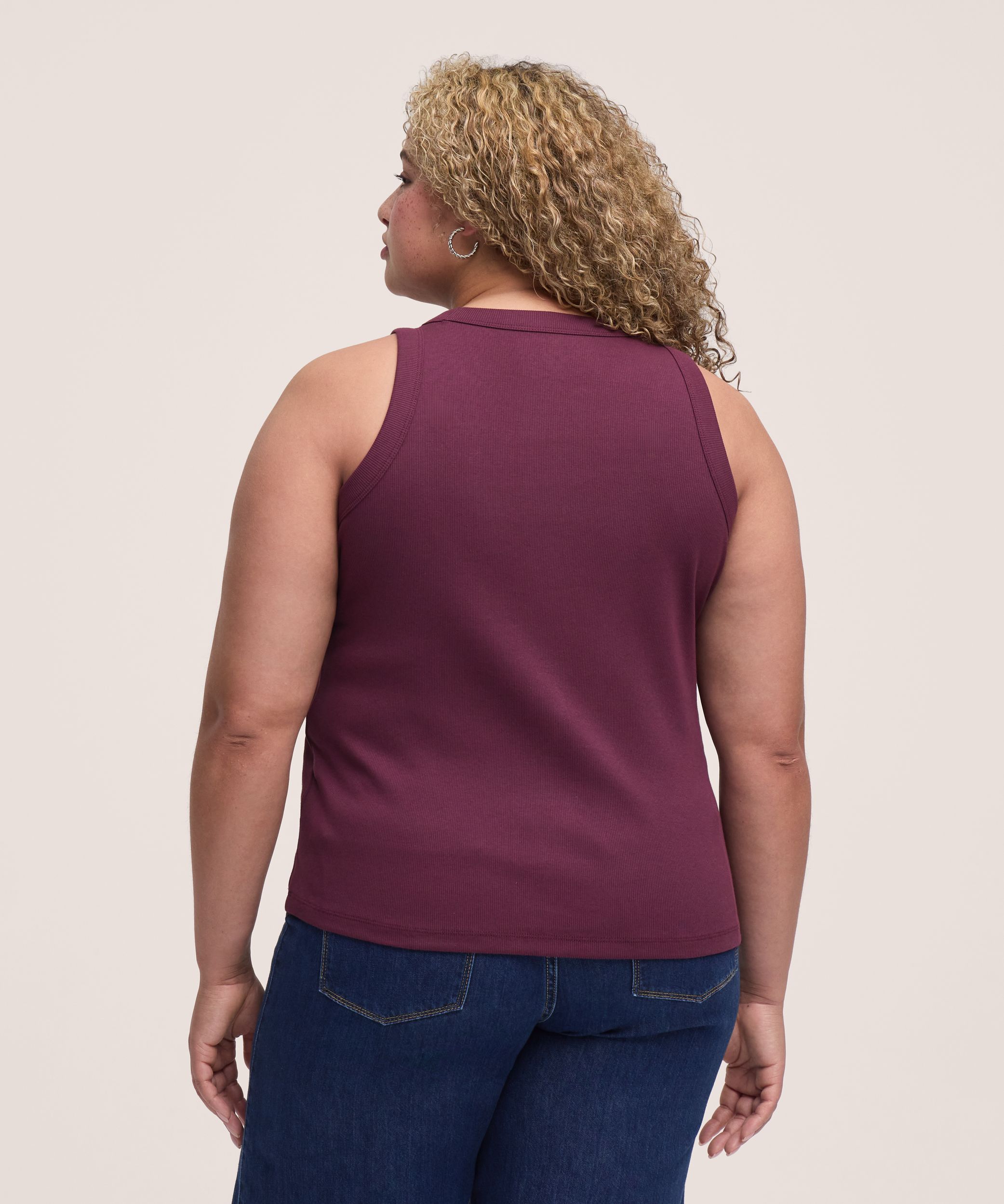 Débardeur en maille imprimée ajusté pour femme, col montant, Denver Hayes