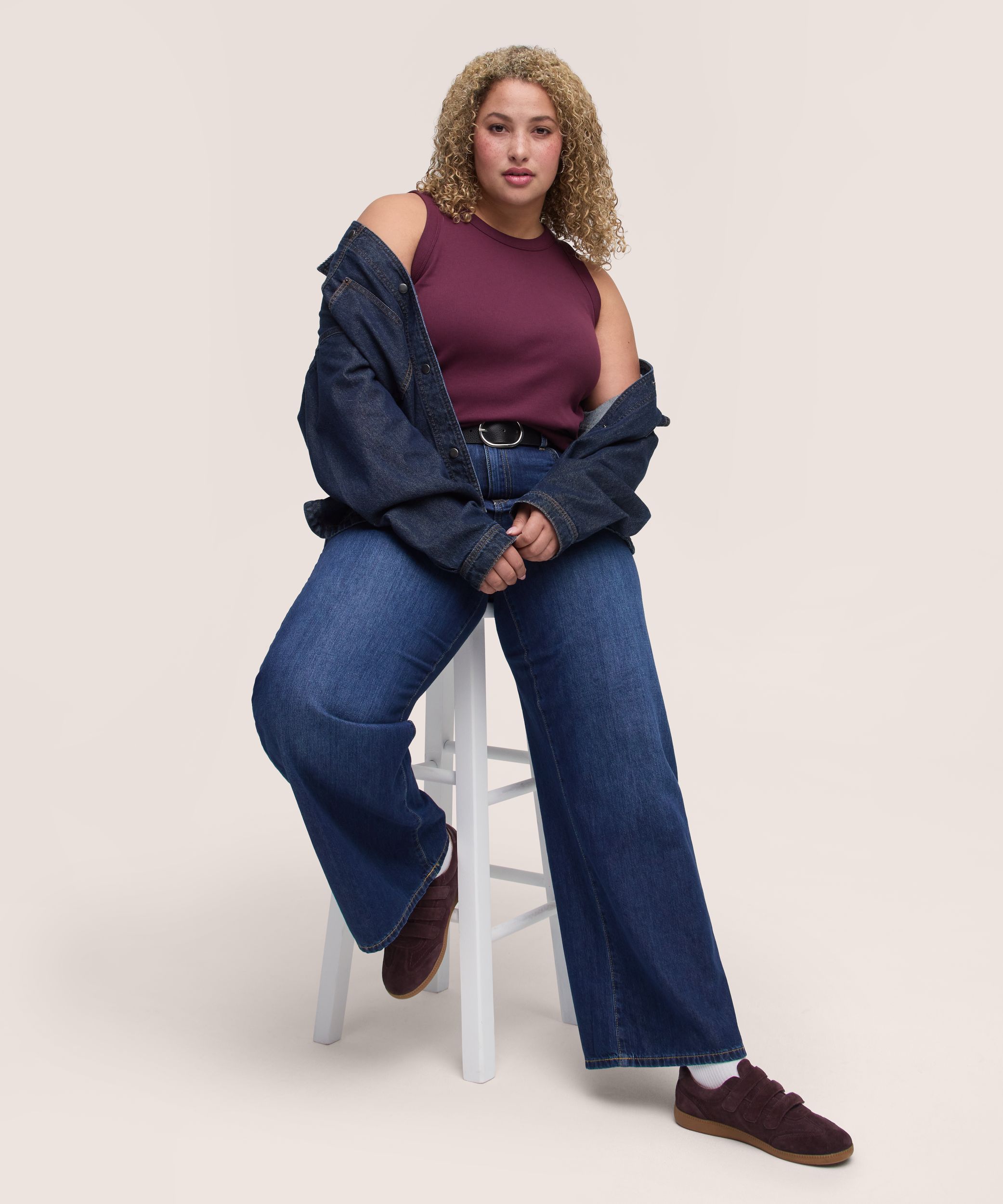 Débardeur en maille imprimée ajusté pour femme, col montant, Denver Hayes