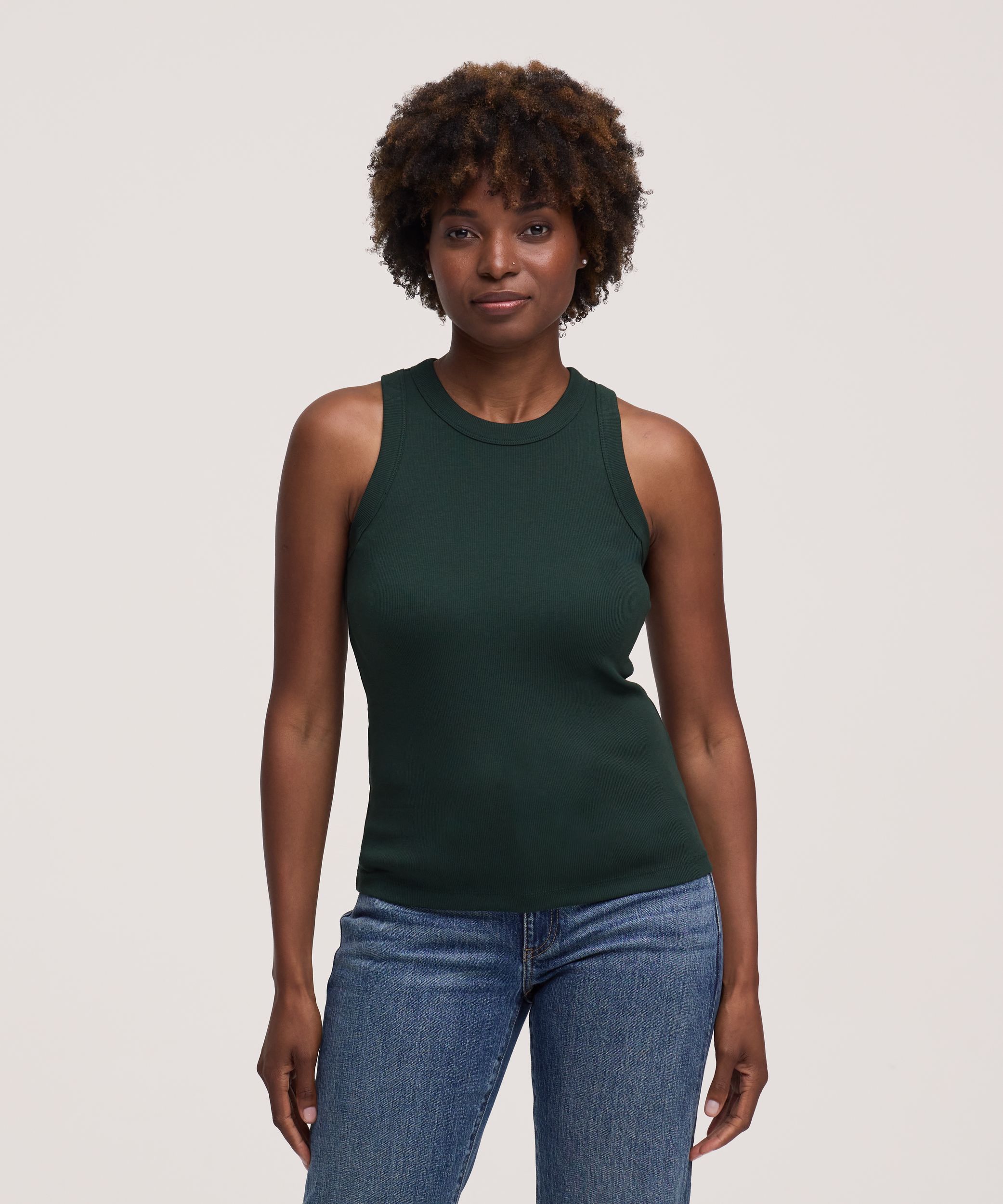 Débardeur en maille imprimée ajusté pour femme, col montant, Denver Hayes