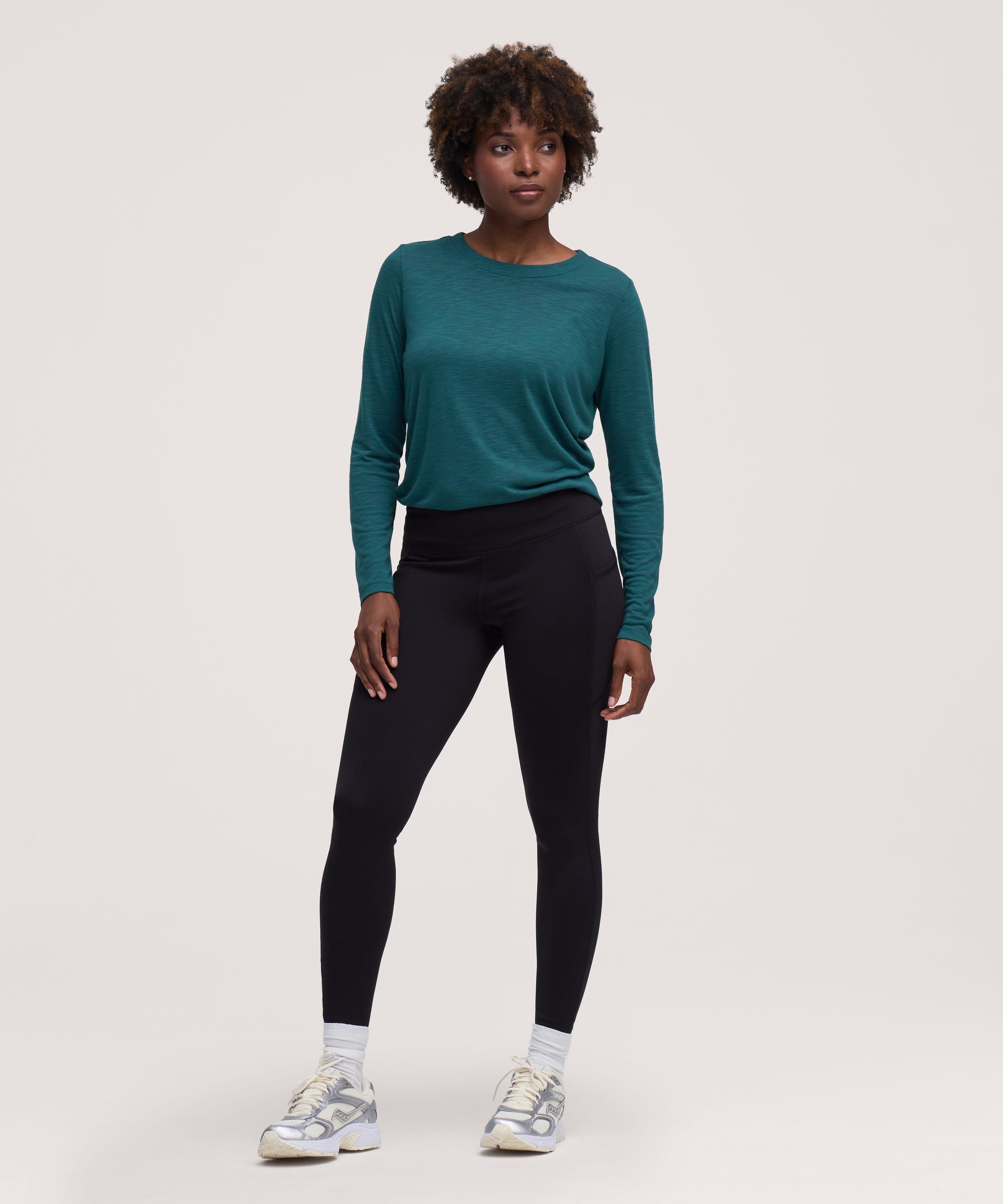 Shambhala Women's Fleece Lined Full Length Leggings with Pocket