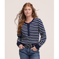 Haut Henley à manches longues en jersey de coton avec patte de boutonnage pour femmes Denver Hayes
