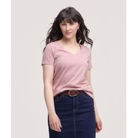 T-shirt semi-ajusté à col en V et manches courtes en coton Supima pour femmes, Denver Hayes