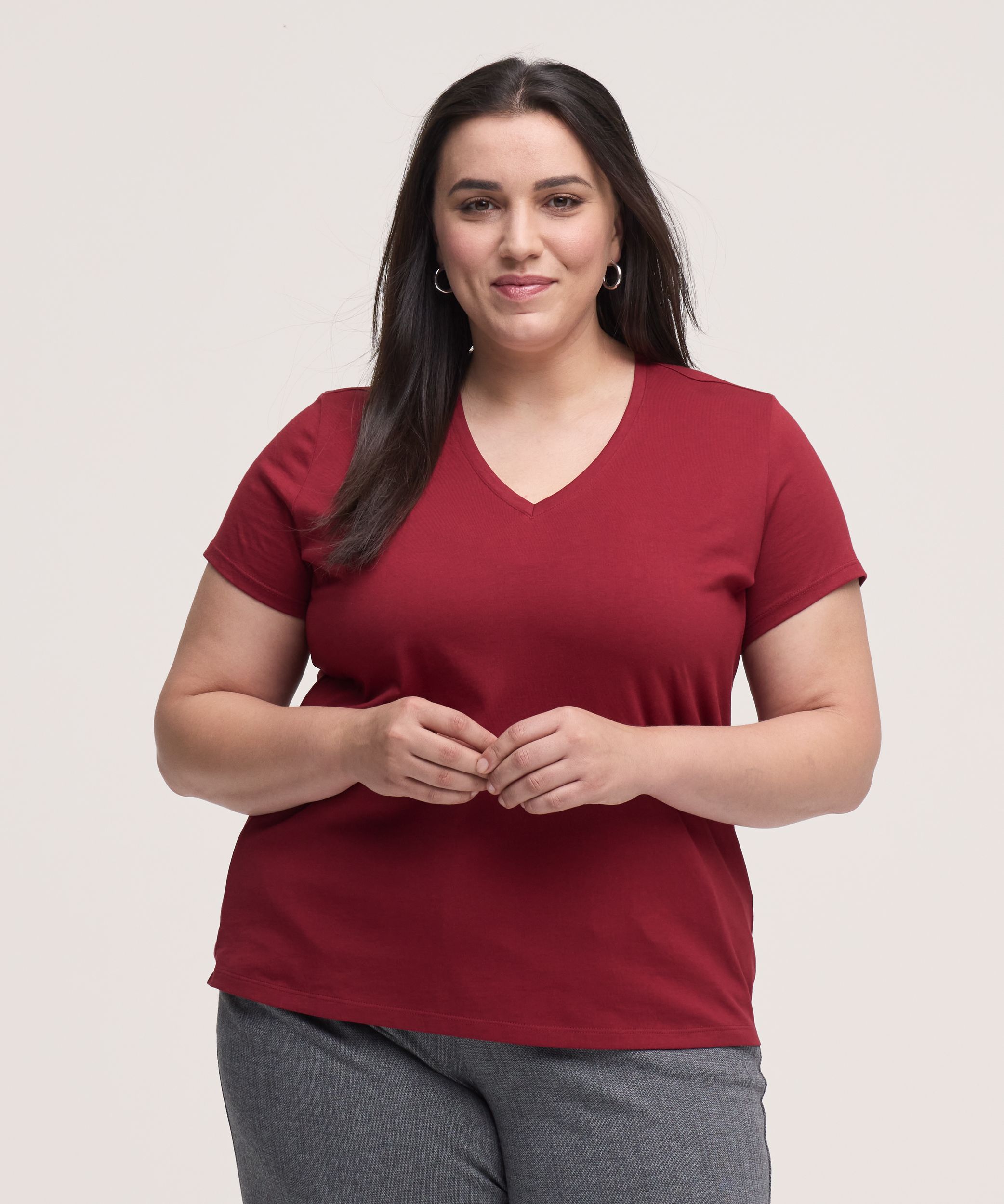 Denver Hayes Women's Short Sleeve Semi-Fitted V-Neck Supima Cotton T-Shirt