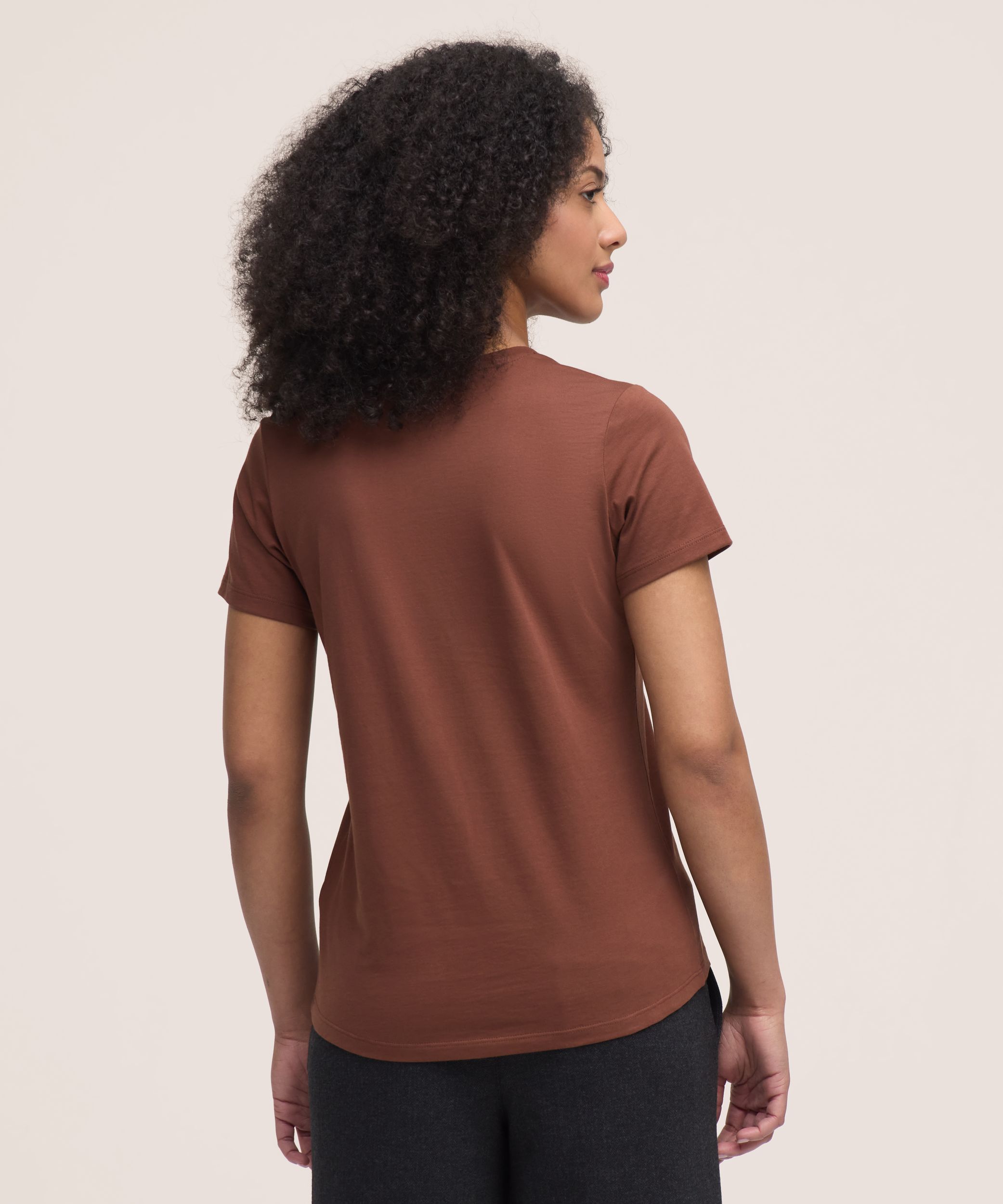 Denver Hayes Women's Short Sleeve Semi Fitted Supima V-Neck Cotton T-Shirt