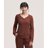 Denver Hayes Women's Long Sleeve Waffle Henley Shirt Front_Flat