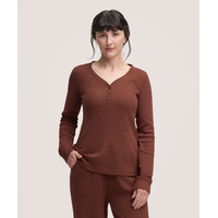 Haut Henley à point de brioche et à manches longues pour femmes, Denver Hayes