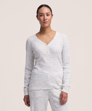 Haut Henley à point de brioche et à manches longues pour femmes, Denver Hayes