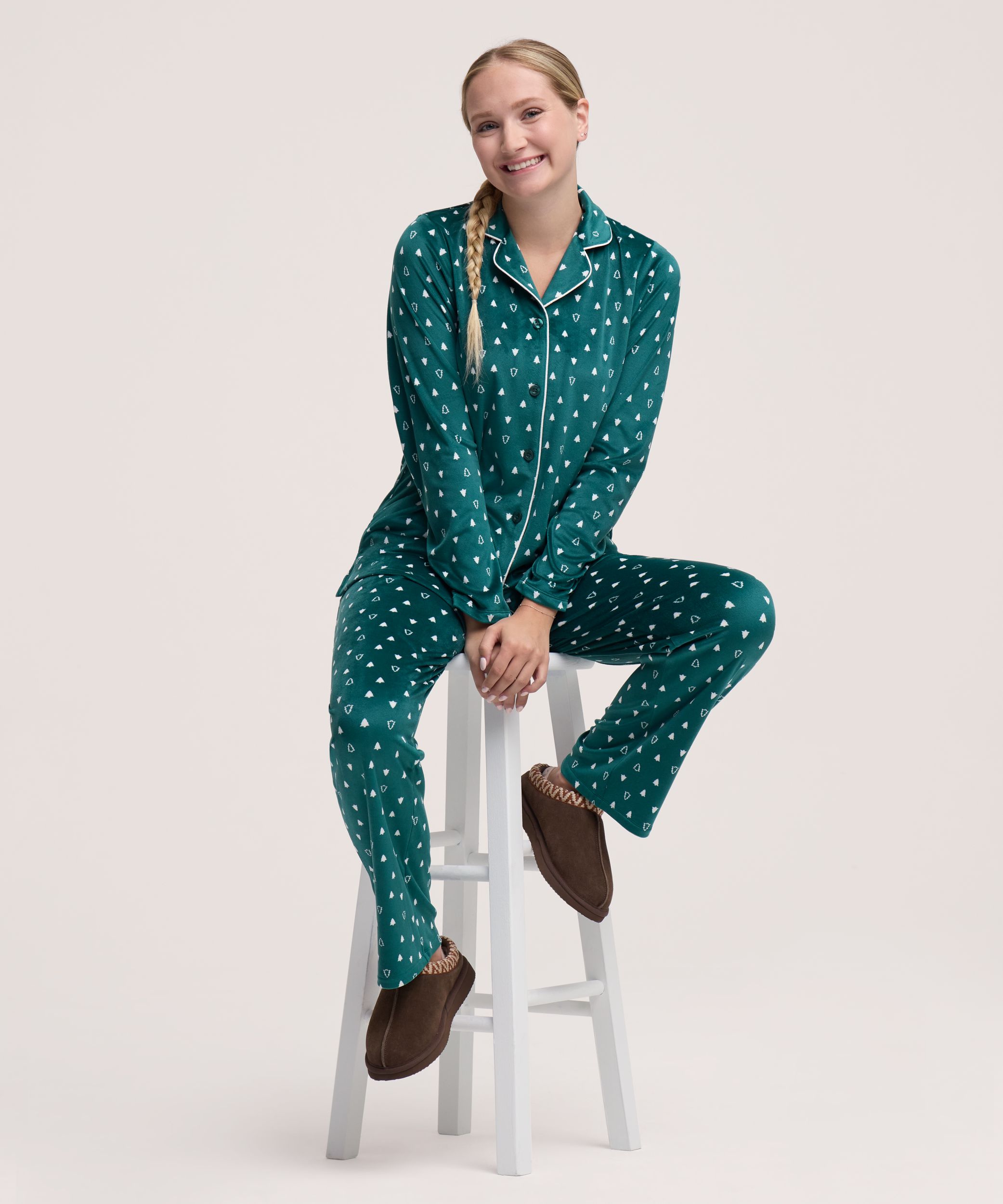 Denver Hayes Women's 2 Piece Brushed Micro Plush Pajama Set