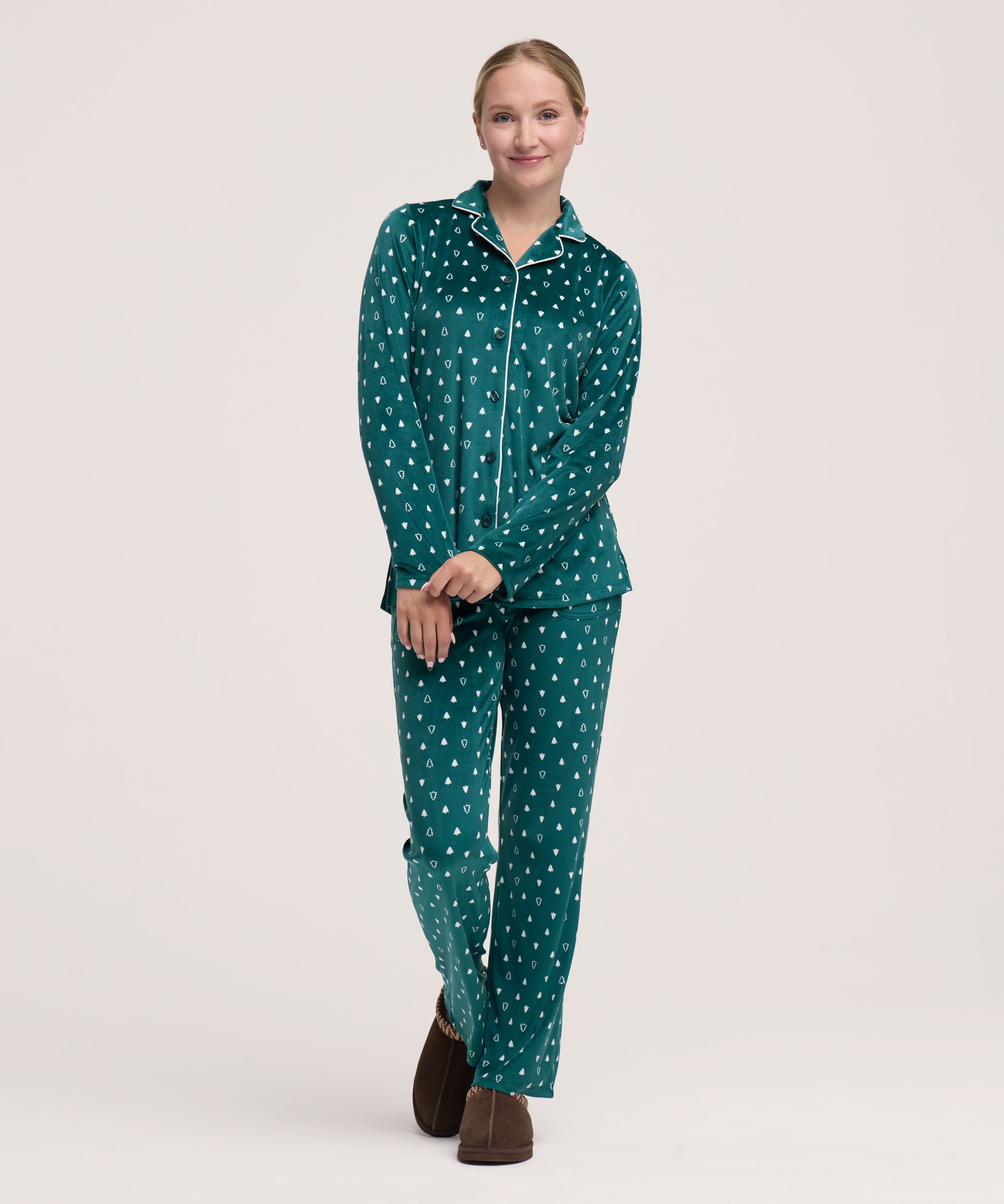 Denver Hayes Women's 2 Piece Brushed Micro Plush Pajama Set
