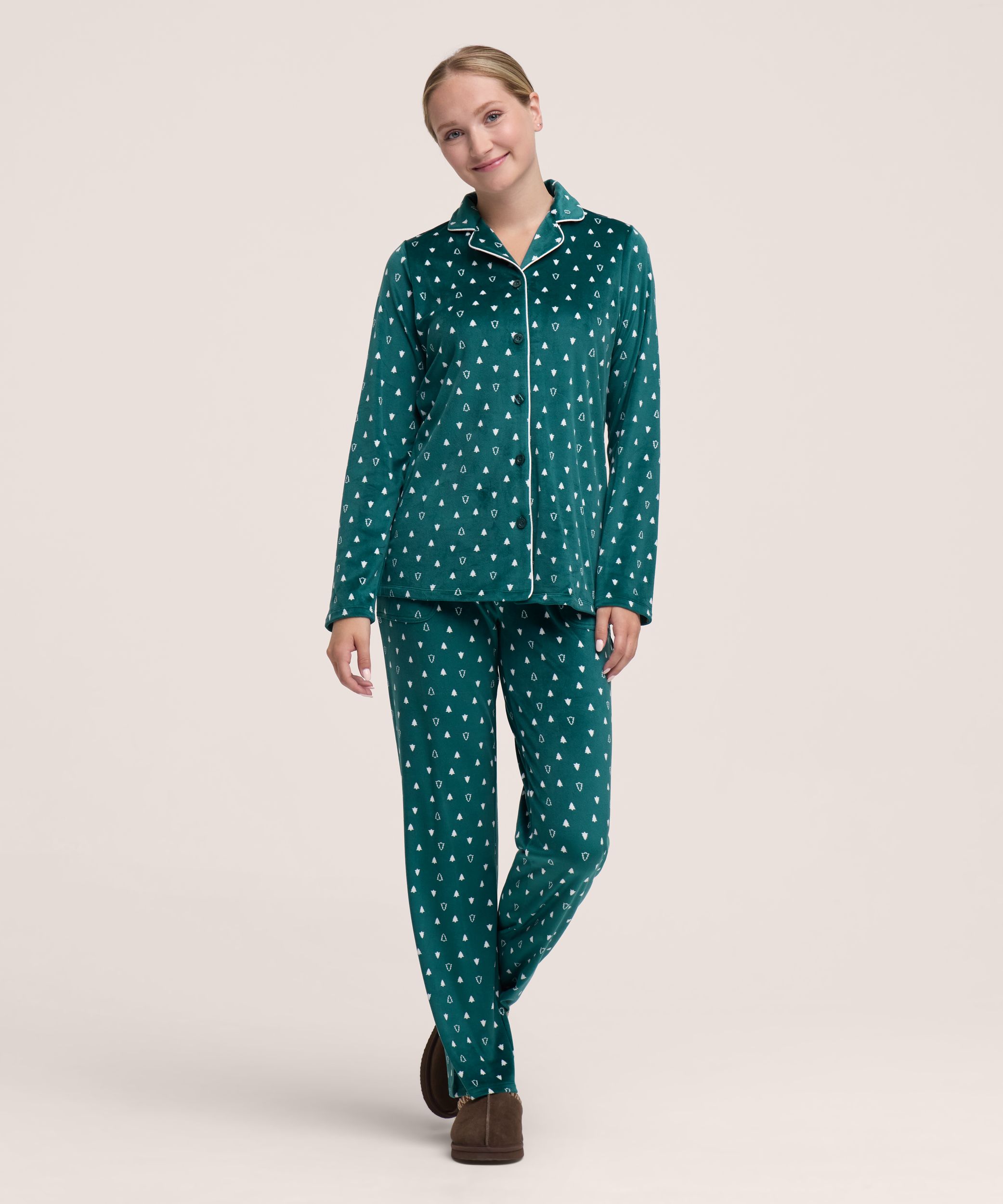 Denver Hayes Women's 2 Piece Brushed Micro Plush Pajama Set