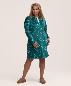 Chemise de nuit Henley en micropeluche brossée pour femmes, Denver Hayes