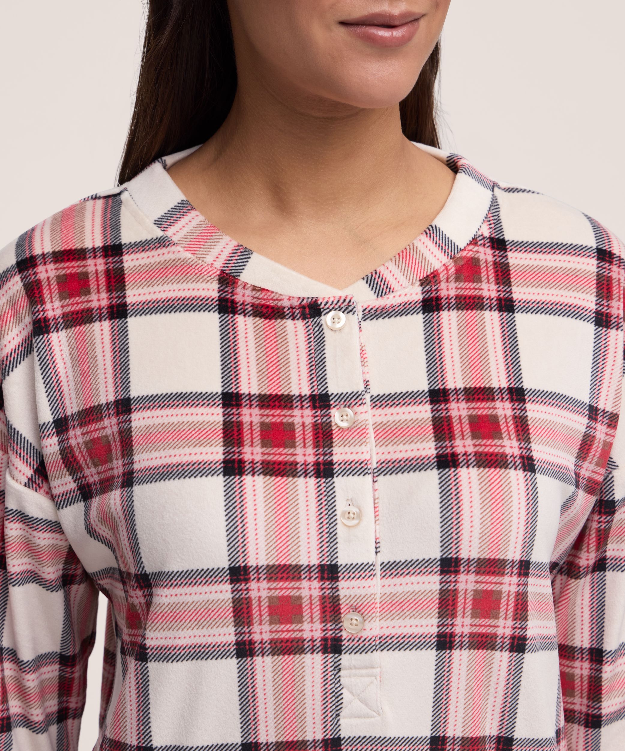 Denver Hayes Women's Brushed Micro Plush Henley Nightshirt