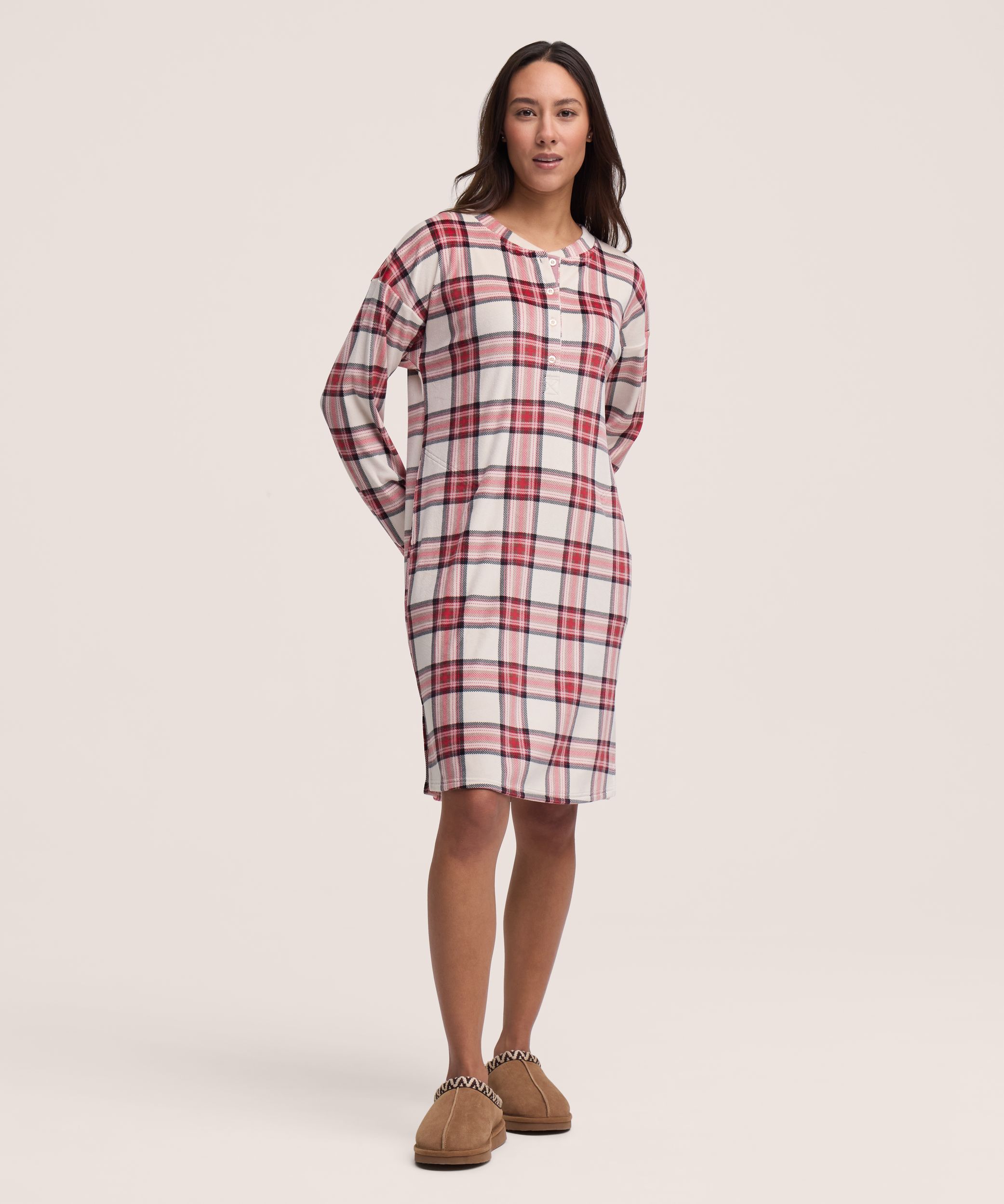 Denver Hayes Women's Brushed Micro Plush Henley Nightshirt