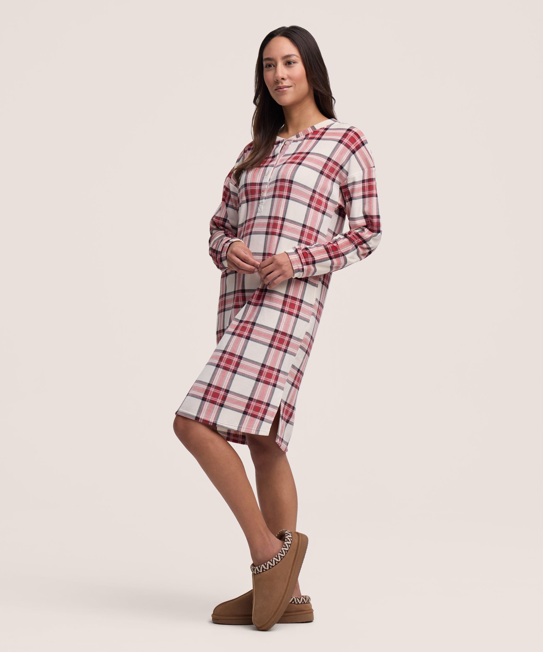 Denver Hayes Women's Brushed Micro Plush Henley Nightshirt