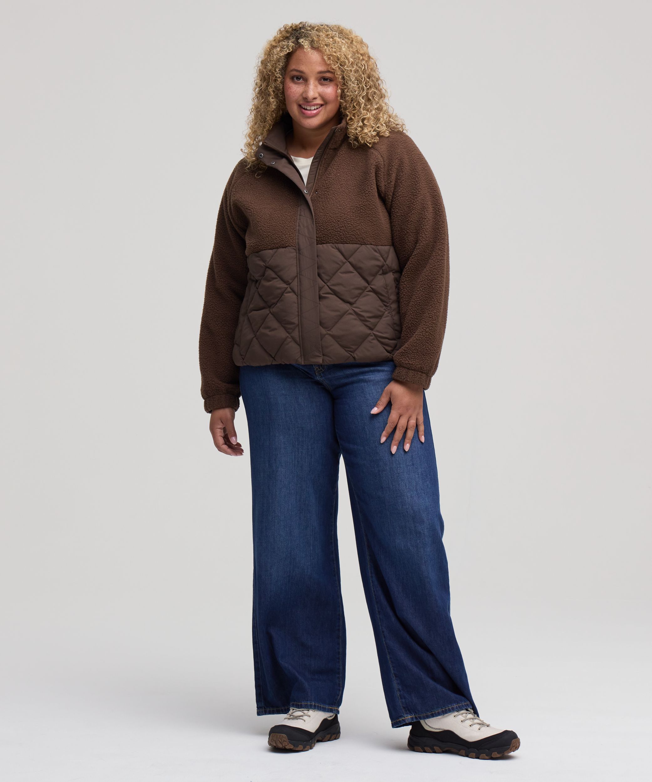 Chandail en molleton sherpa à fermeture intégrale à boutons-pression T-MAX pour femmes, WindRiver