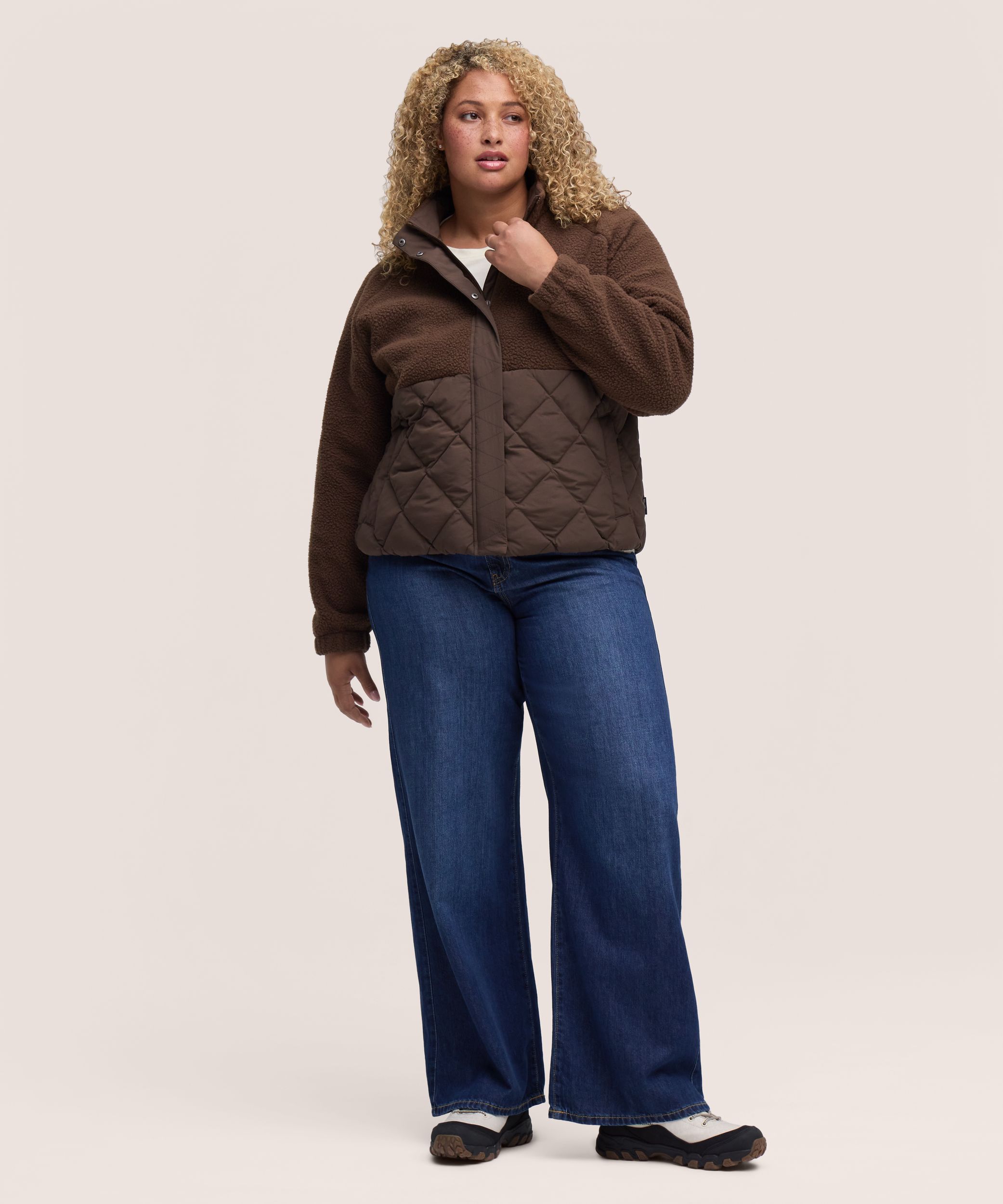 Chandail en molleton sherpa à fermeture intégrale à boutons-pression T-MAX pour femmes, WindRiver