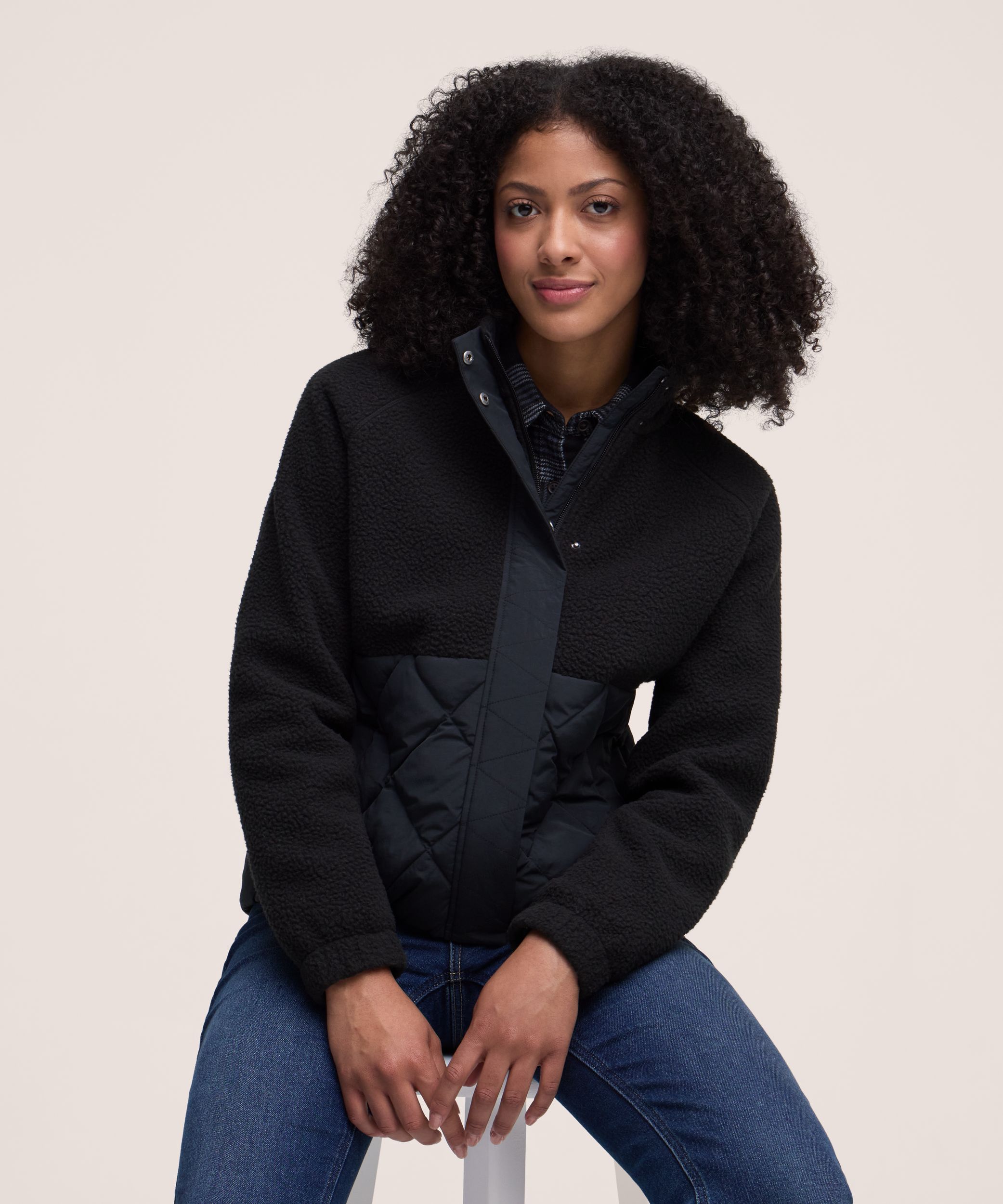 Chandail en molleton sherpa à fermeture intégrale à boutons-pression T-MAX pour femmes, WindRiver