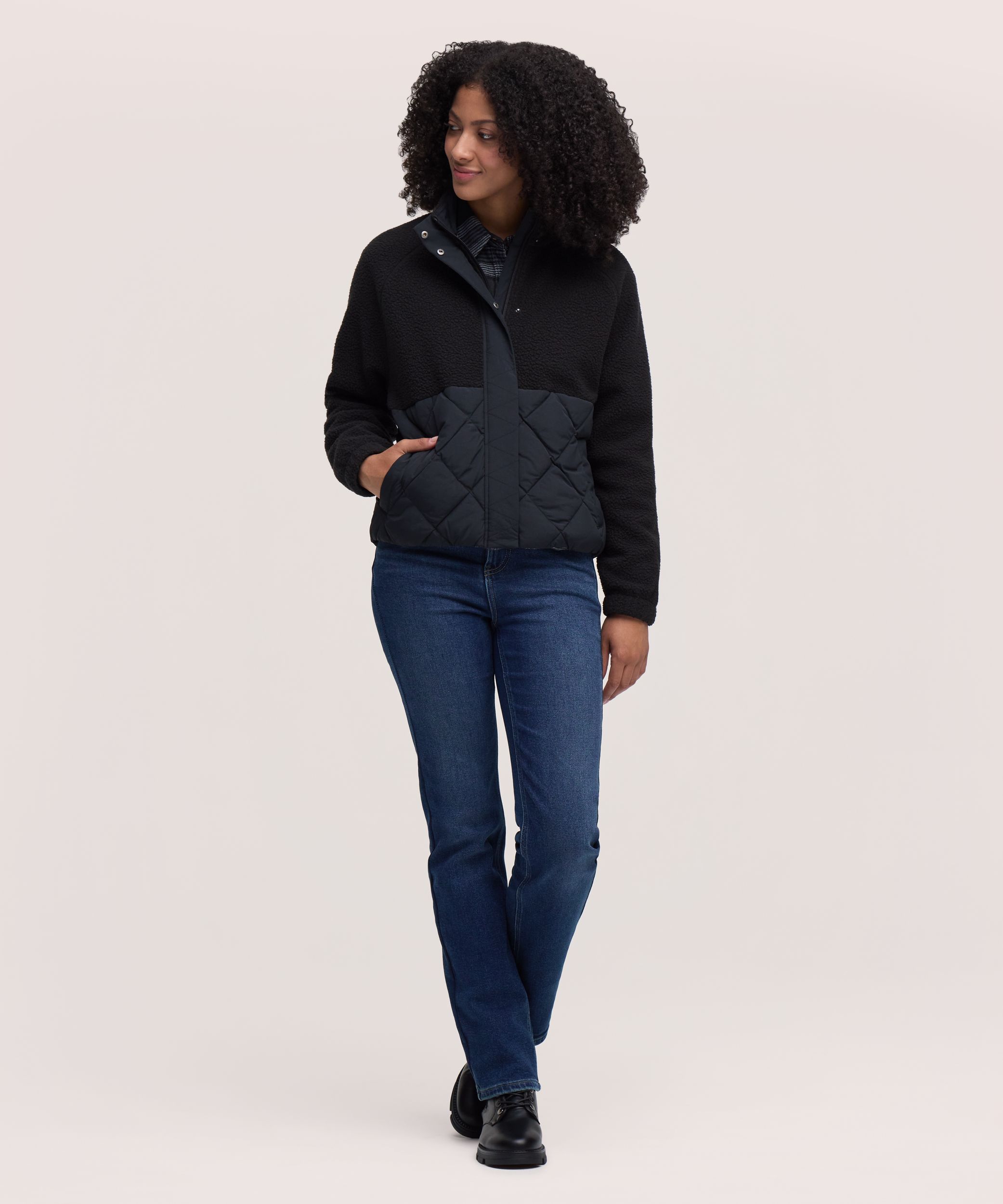 Chandail en molleton sherpa à fermeture intégrale à boutons-pression T-MAX pour femmes, WindRiver