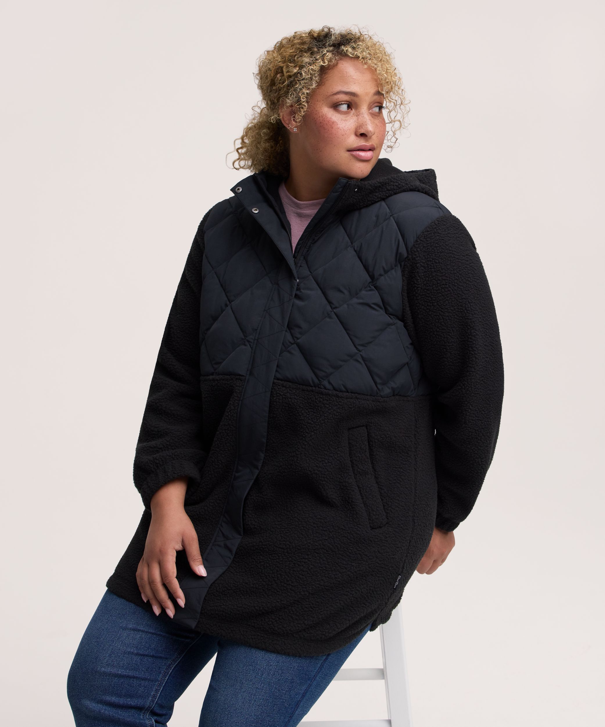 Veste longue en molleton de sherpa T-MAX pour femmes, WindRiver
