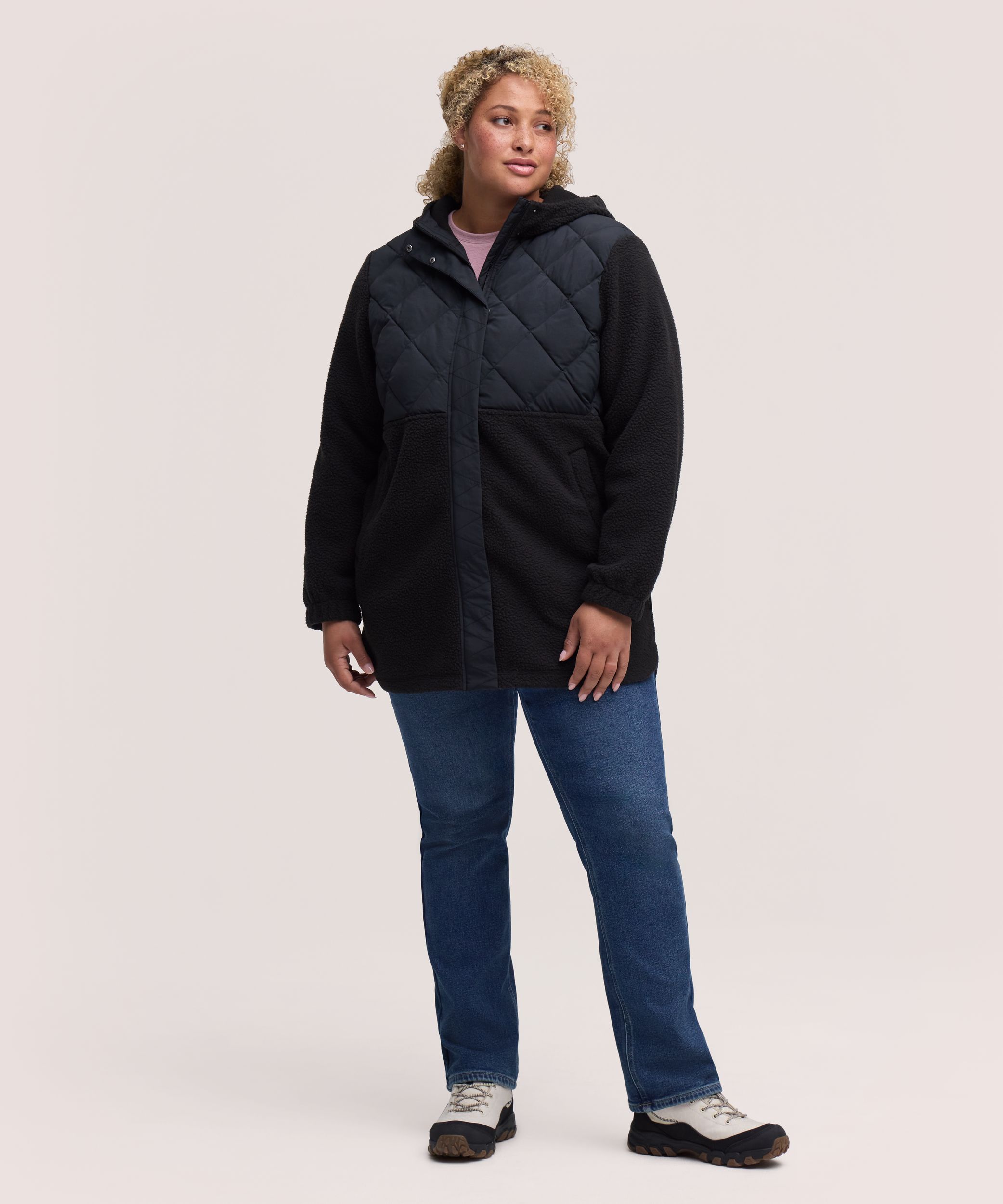 Veste longue en molleton de sherpa T-MAX pour femmes, WindRiver