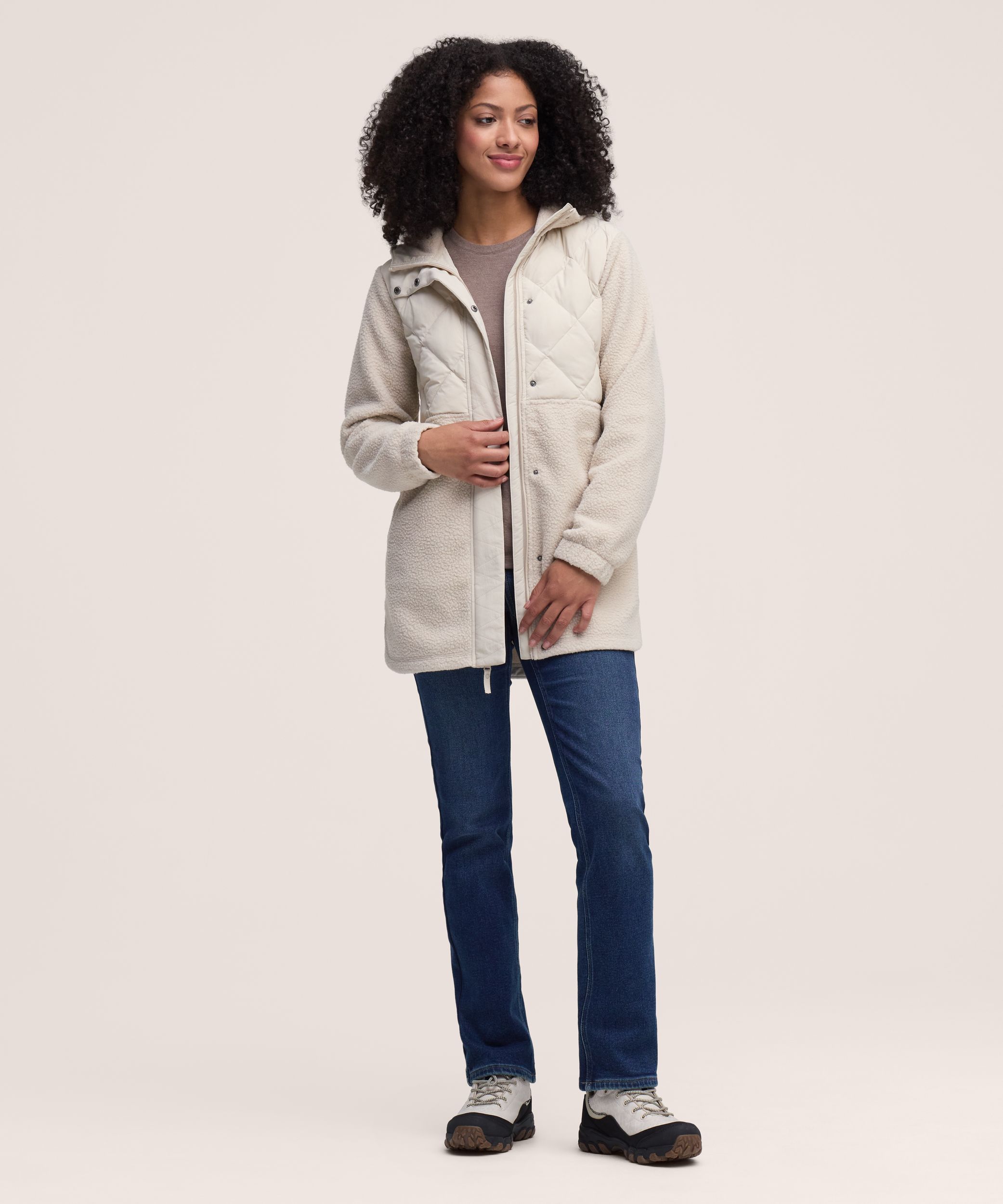 Veste longue en molleton de sherpa T-MAX pour femmes, WindRiver