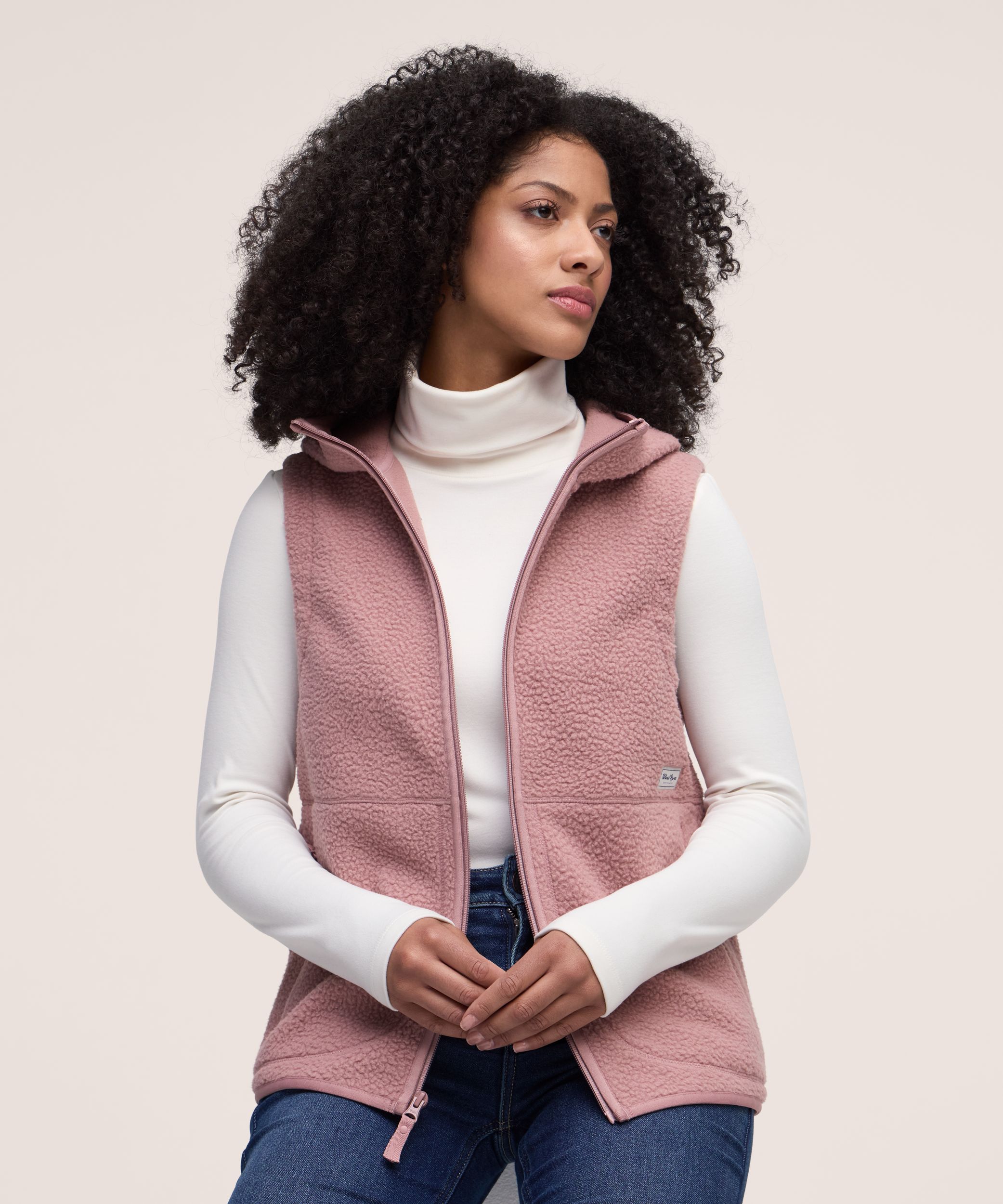 Gilet en sherpa à glissière pleine longueur T-MAX pour femmes, WindRiver