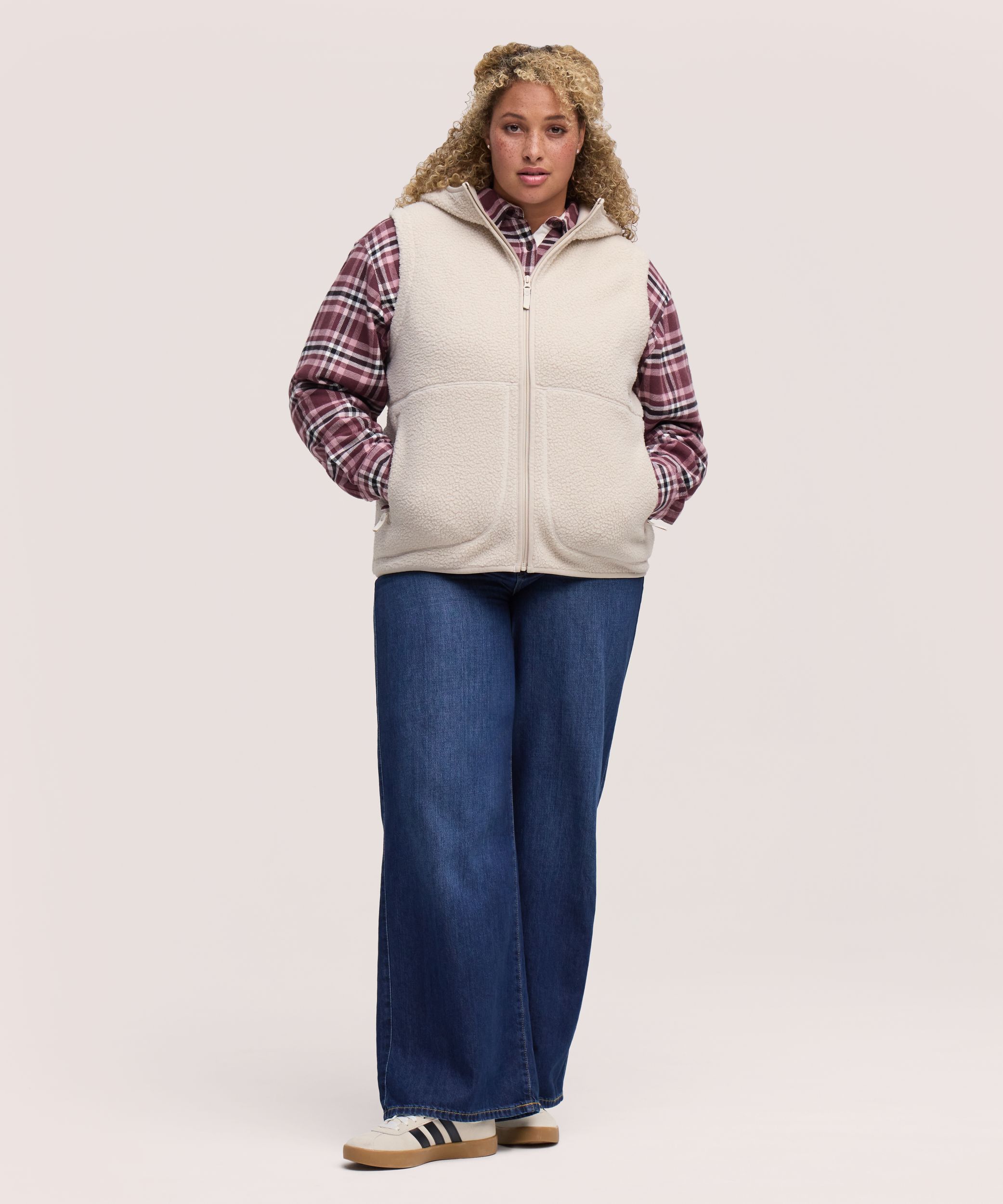 Gilet en sherpa à glissière pleine longueur T-MAX pour femmes, WindRiver