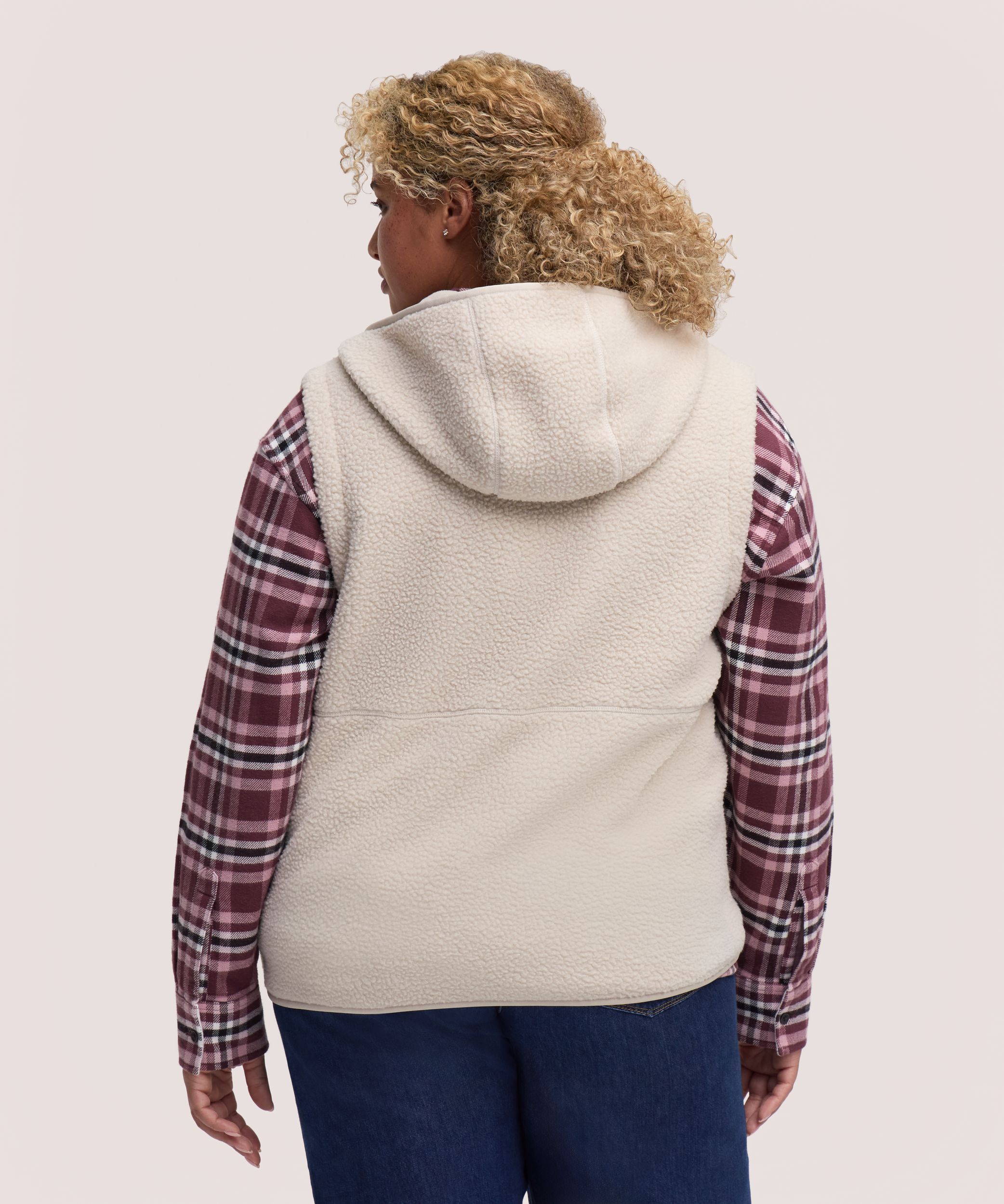 Gilet en sherpa à glissière pleine longueur T-MAX pour femmes, WindRiver