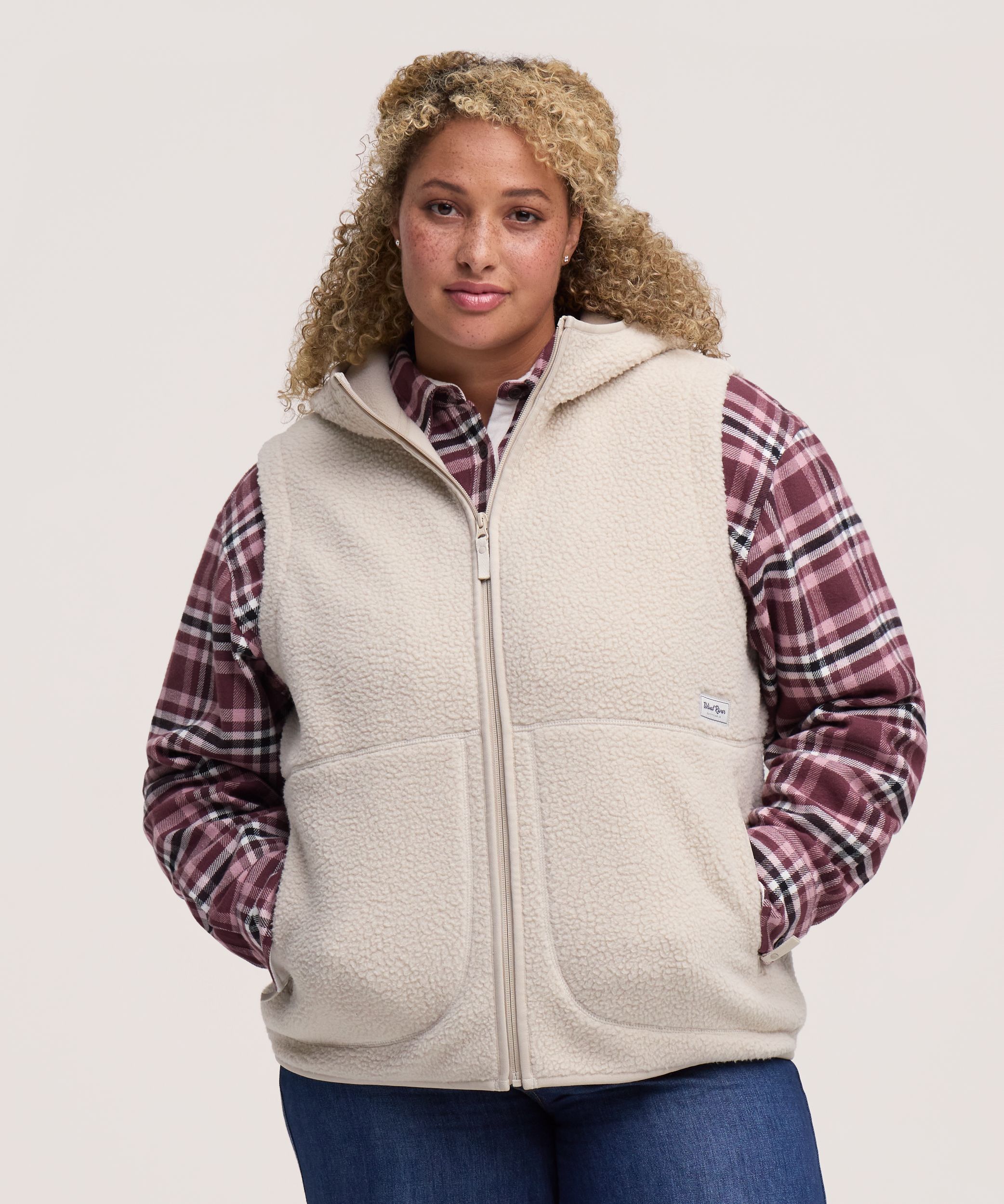 Gilet en sherpa à glissière pleine longueur T-MAX pour femmes, WindRiver