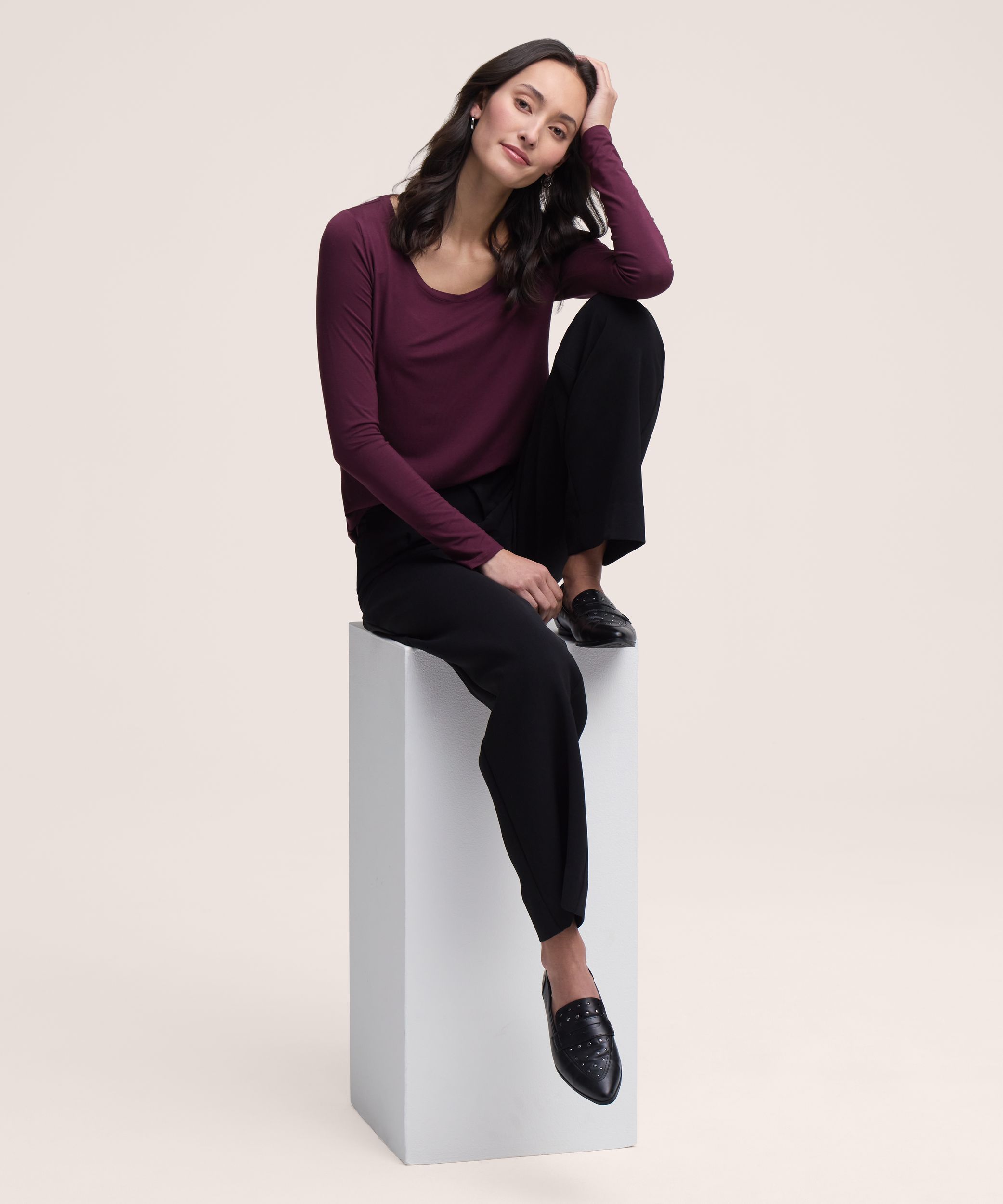 Denver Hayes Women's Long Sleeve Relaxed Scoop Neck T-Shirt