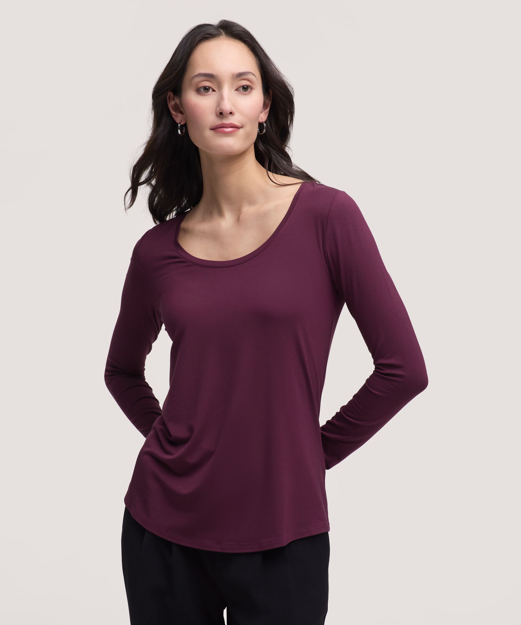 Denver Hayes Women's Long Sleeve Relaxed Scoop Neck T-Shirt