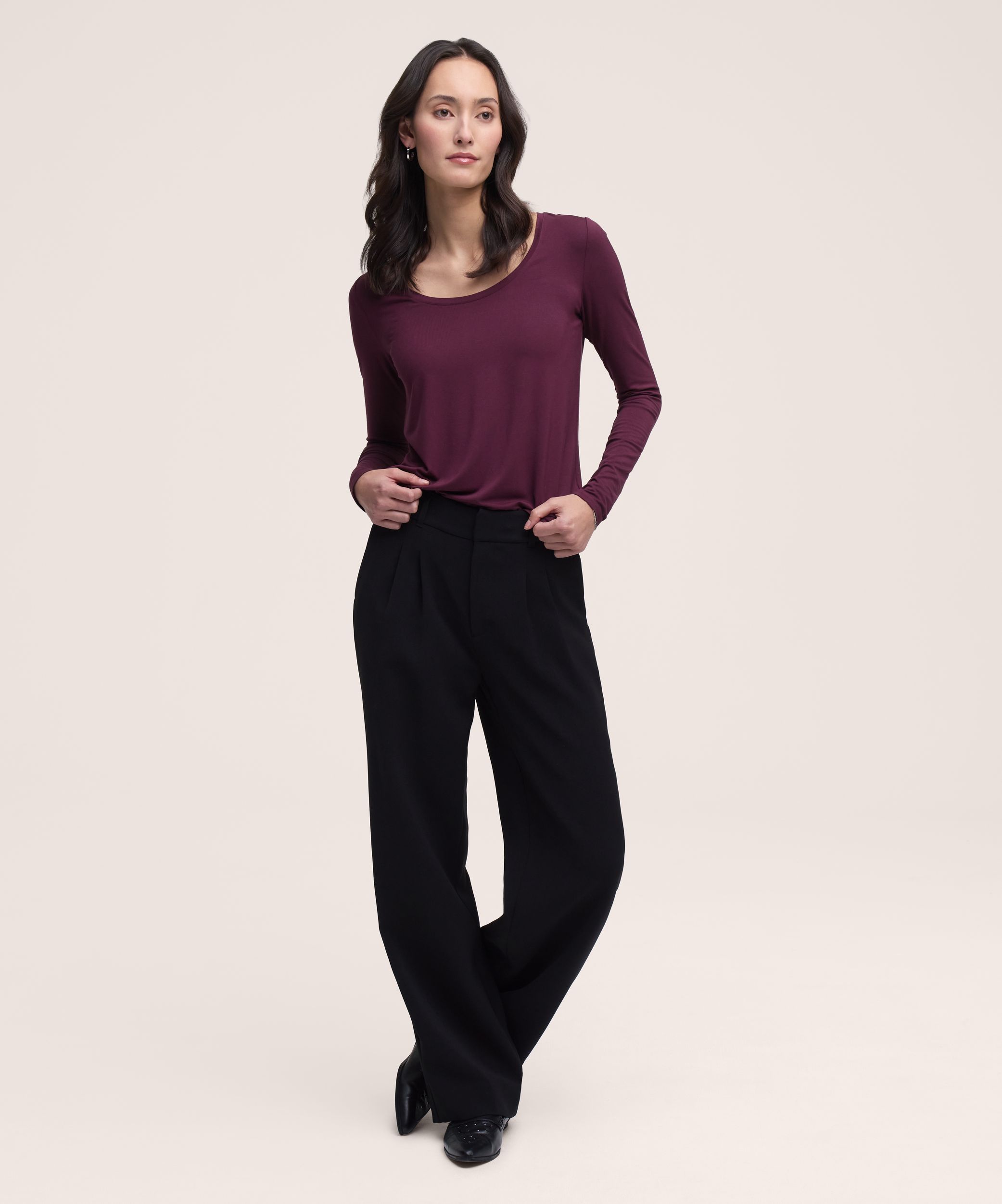 Denver Hayes Women's Long Sleeve Relaxed Scoop Neck T-Shirt