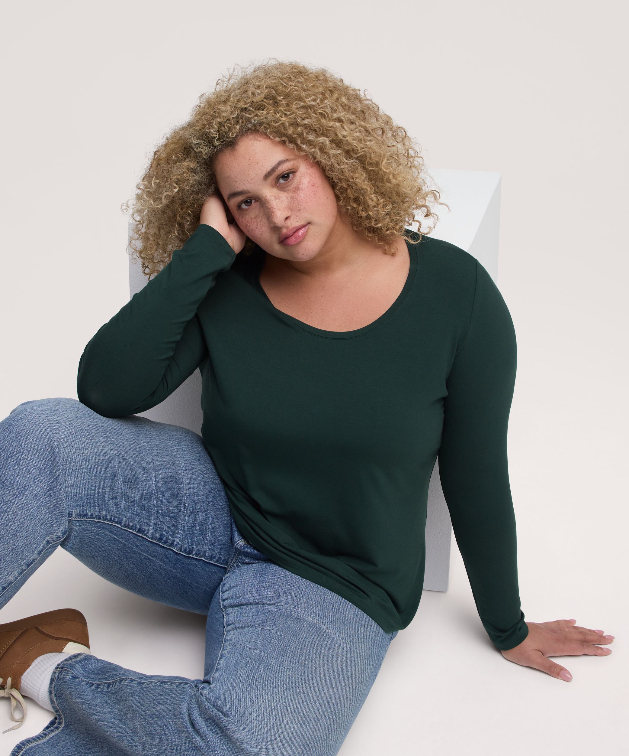 Denver Hayes Women's Long Sleeve Relaxed Scoop Neck T-Shirt