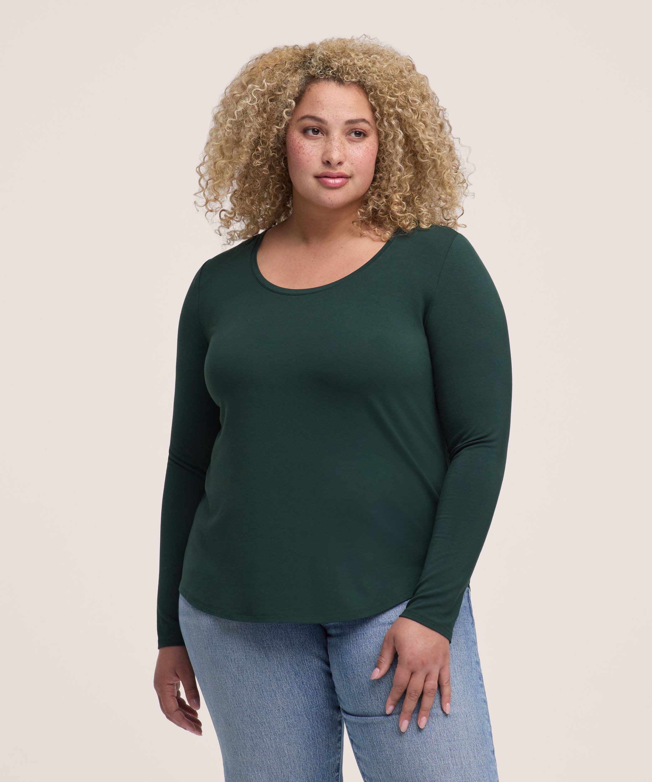 Denver Hayes Women's Long Sleeve Relaxed Scoop Neck T-Shirt